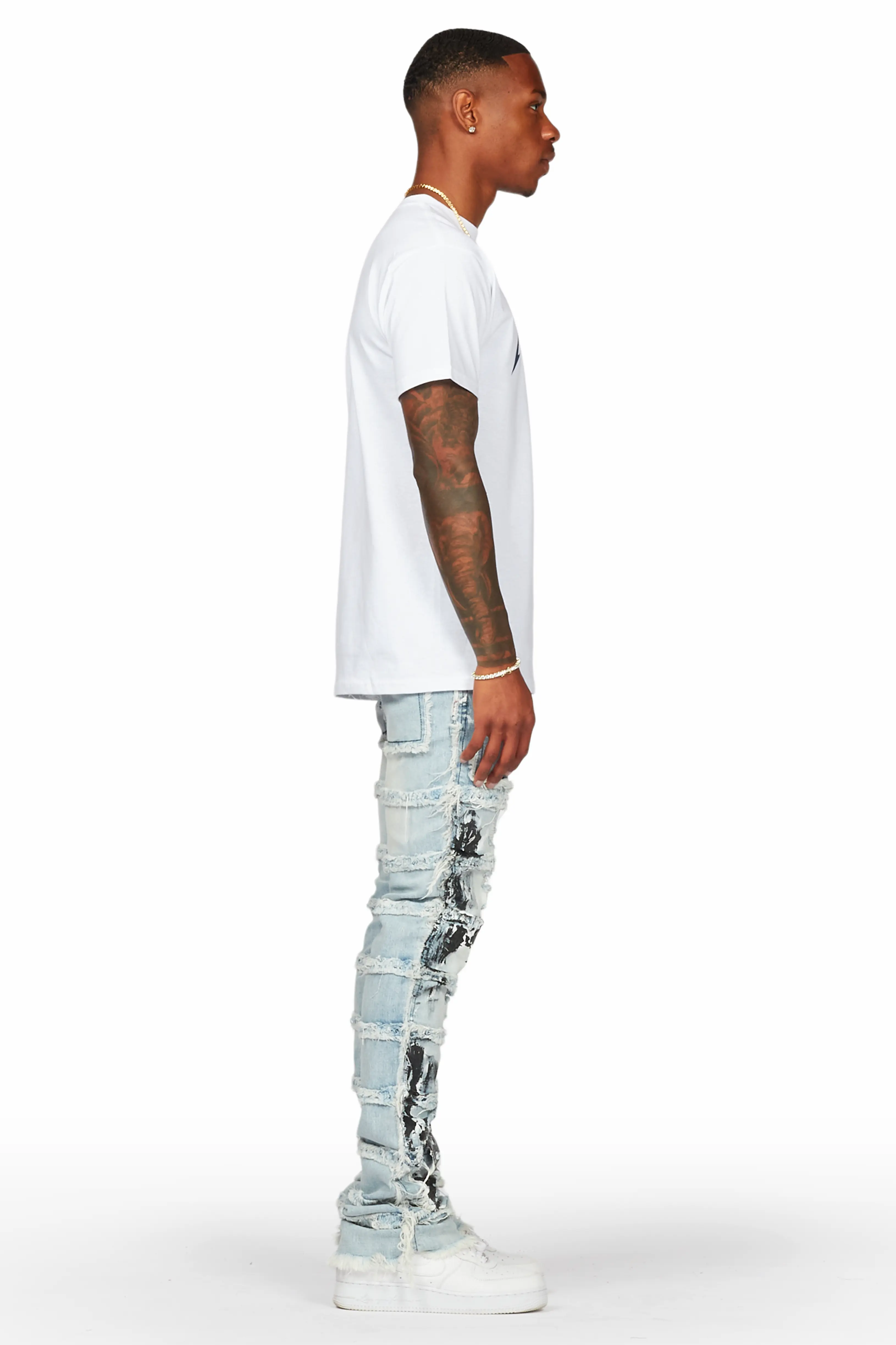 Karl Blue Painter Stacked Flare Jean - Image 3