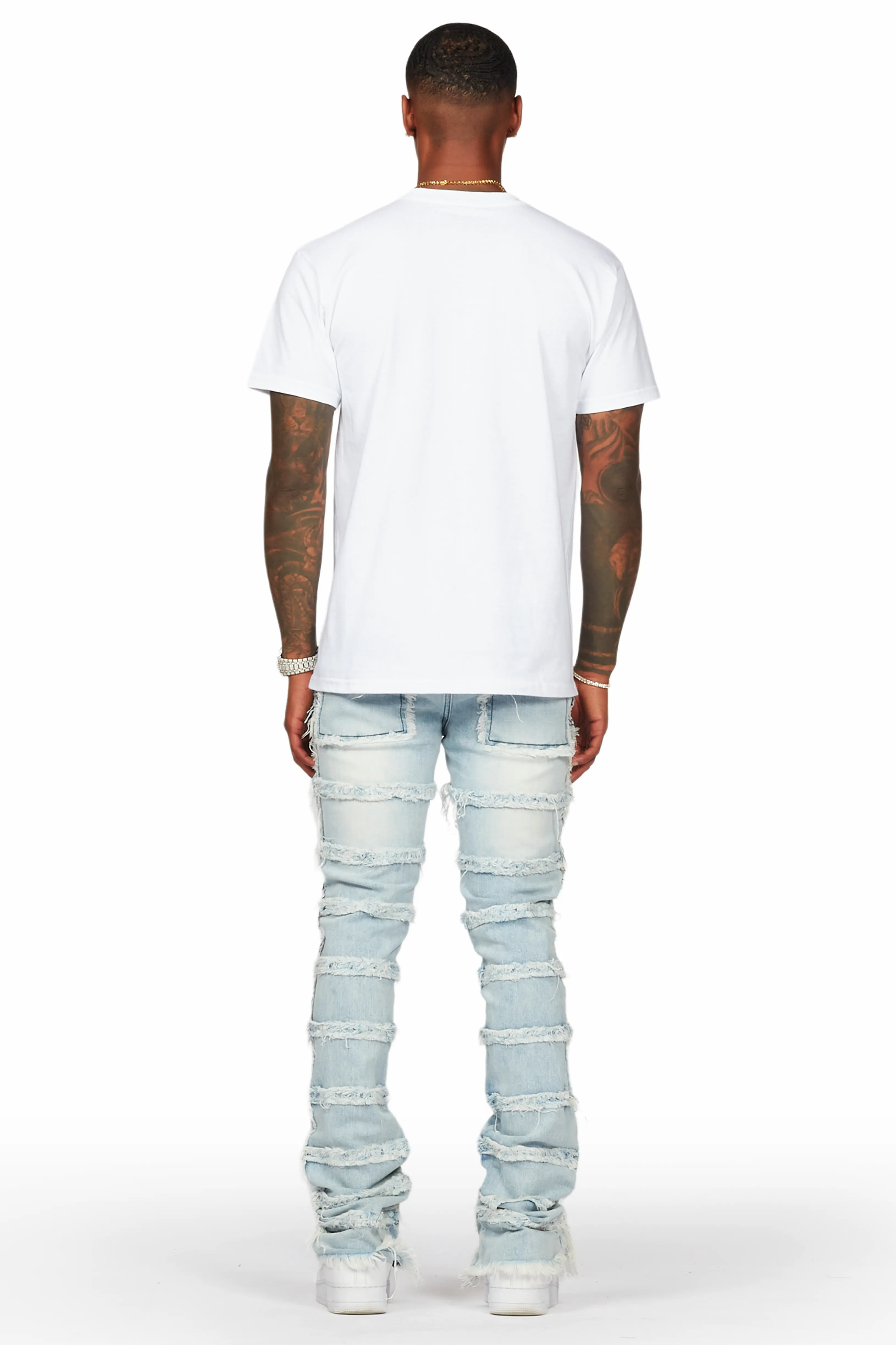 Karl Blue Painter Stacked Flare Jean - Image 4