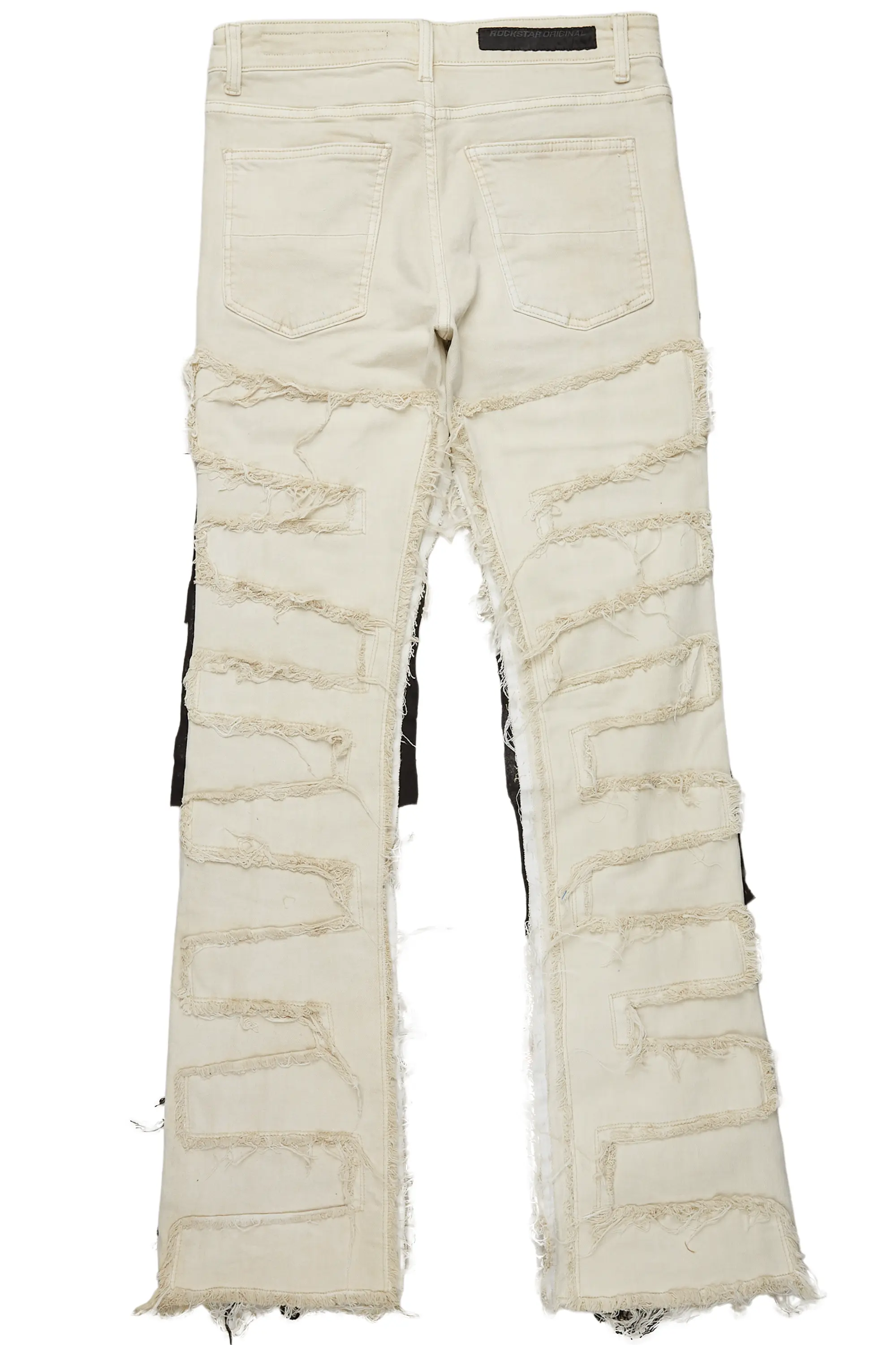 Calais Beige/Orange Patchwork Stacked Flare Jean - Image 9