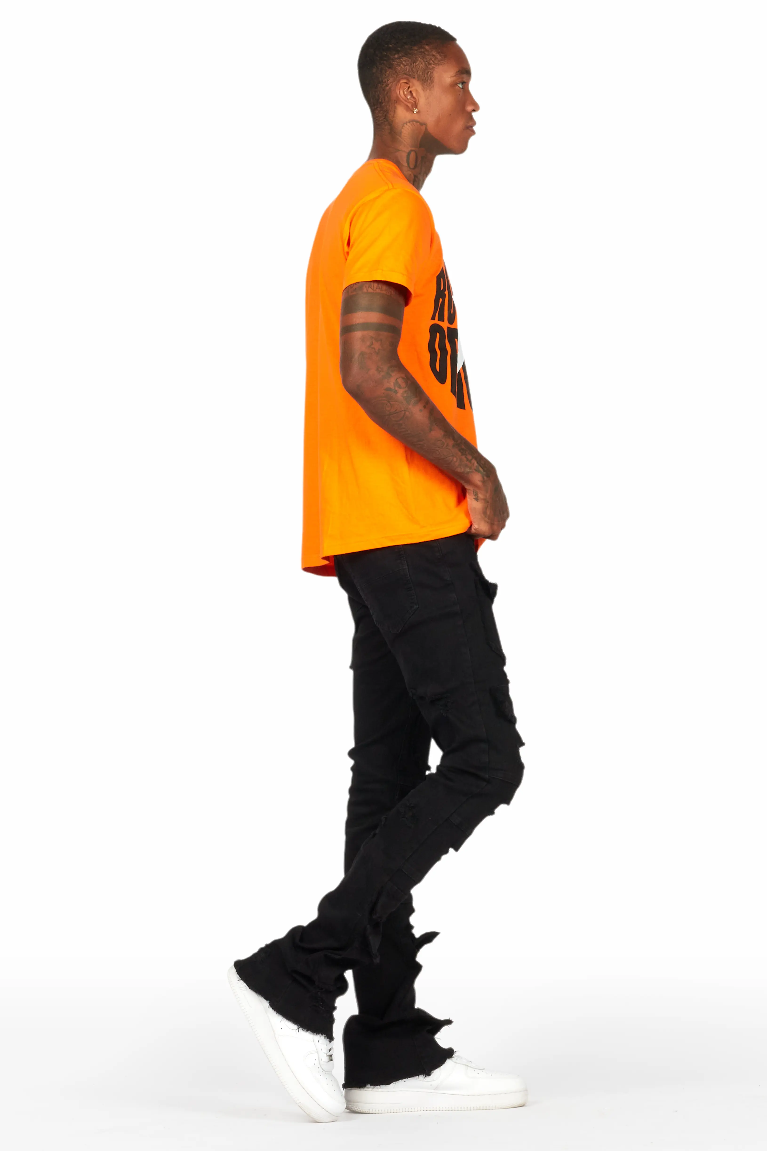 Erico Black Stacked Flare Cargo Jean - Image 4