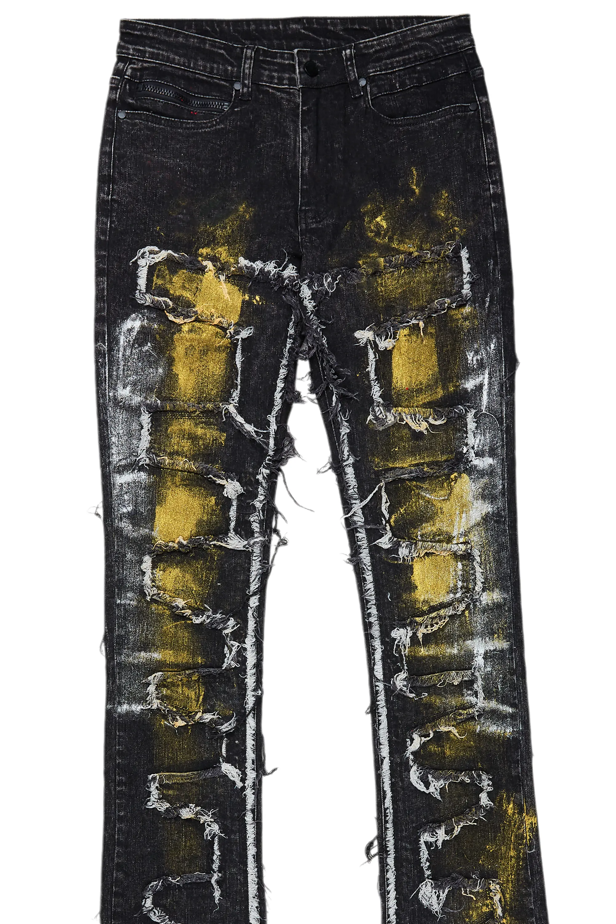 Hallia Dark Grey Stacked Flare Jean - Image 8