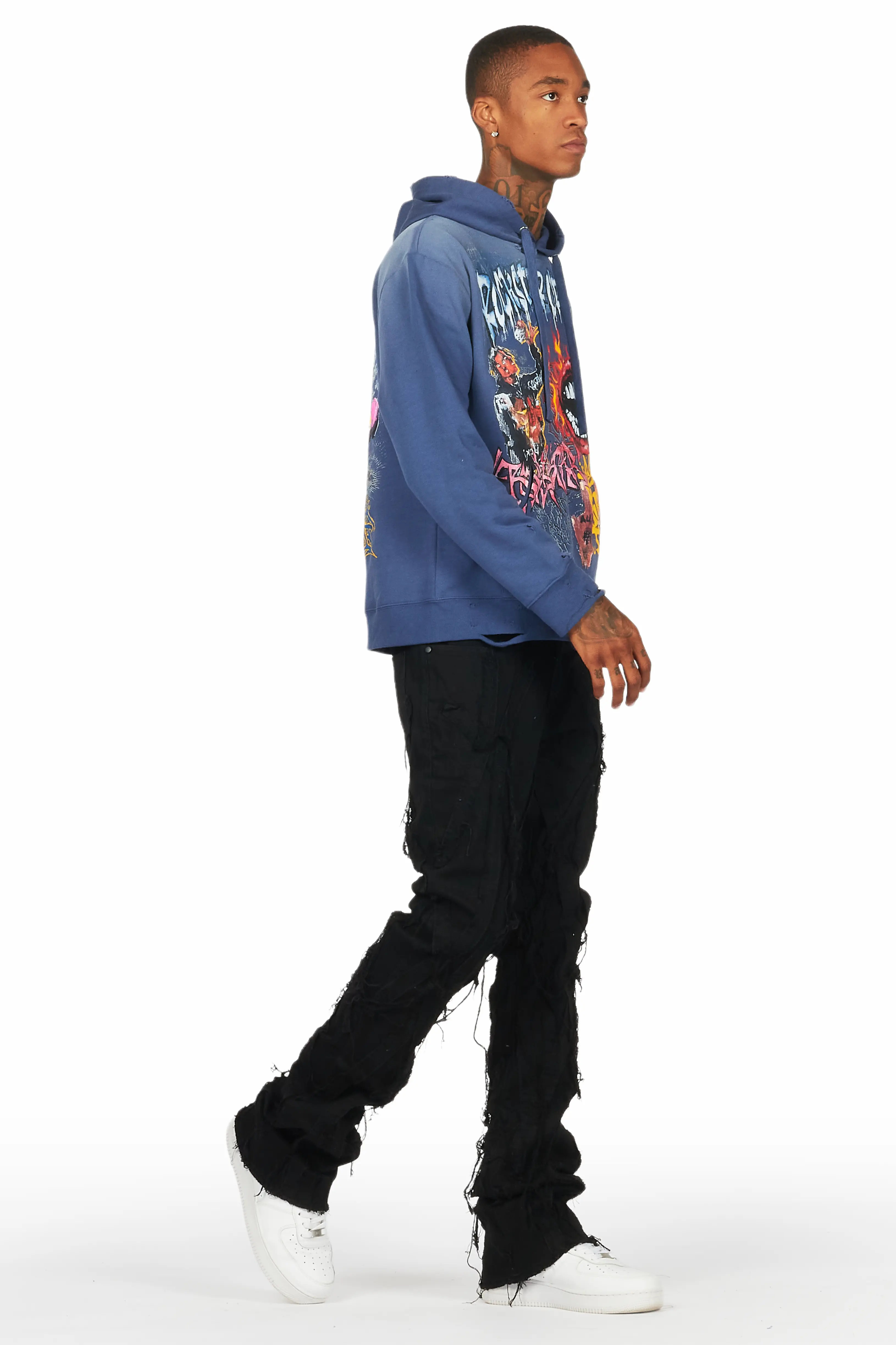 Gennaro Black Stacked Flare Jean - Image 7