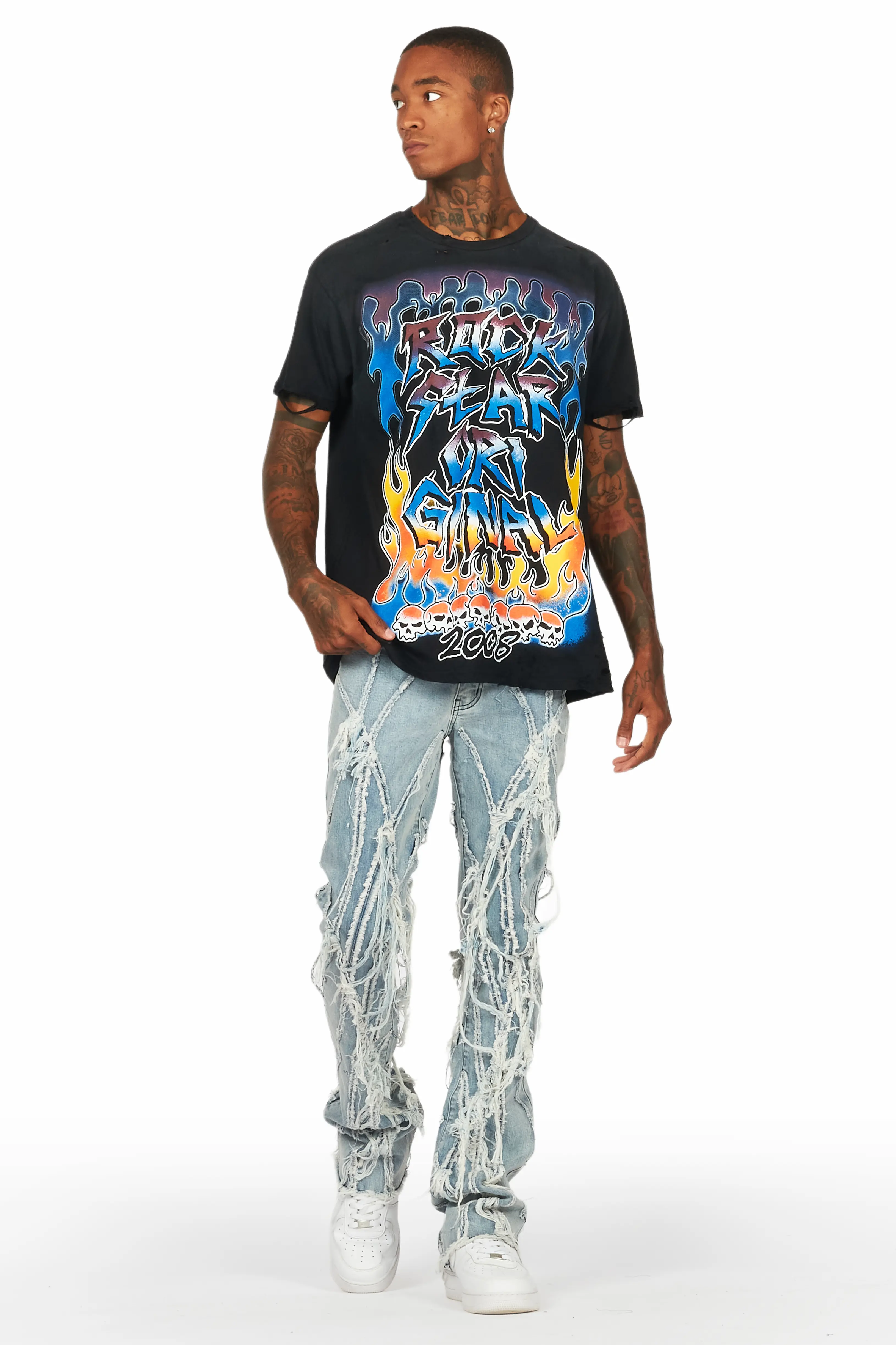 Gennaro Blue Stacked Flare Jean - Image 3