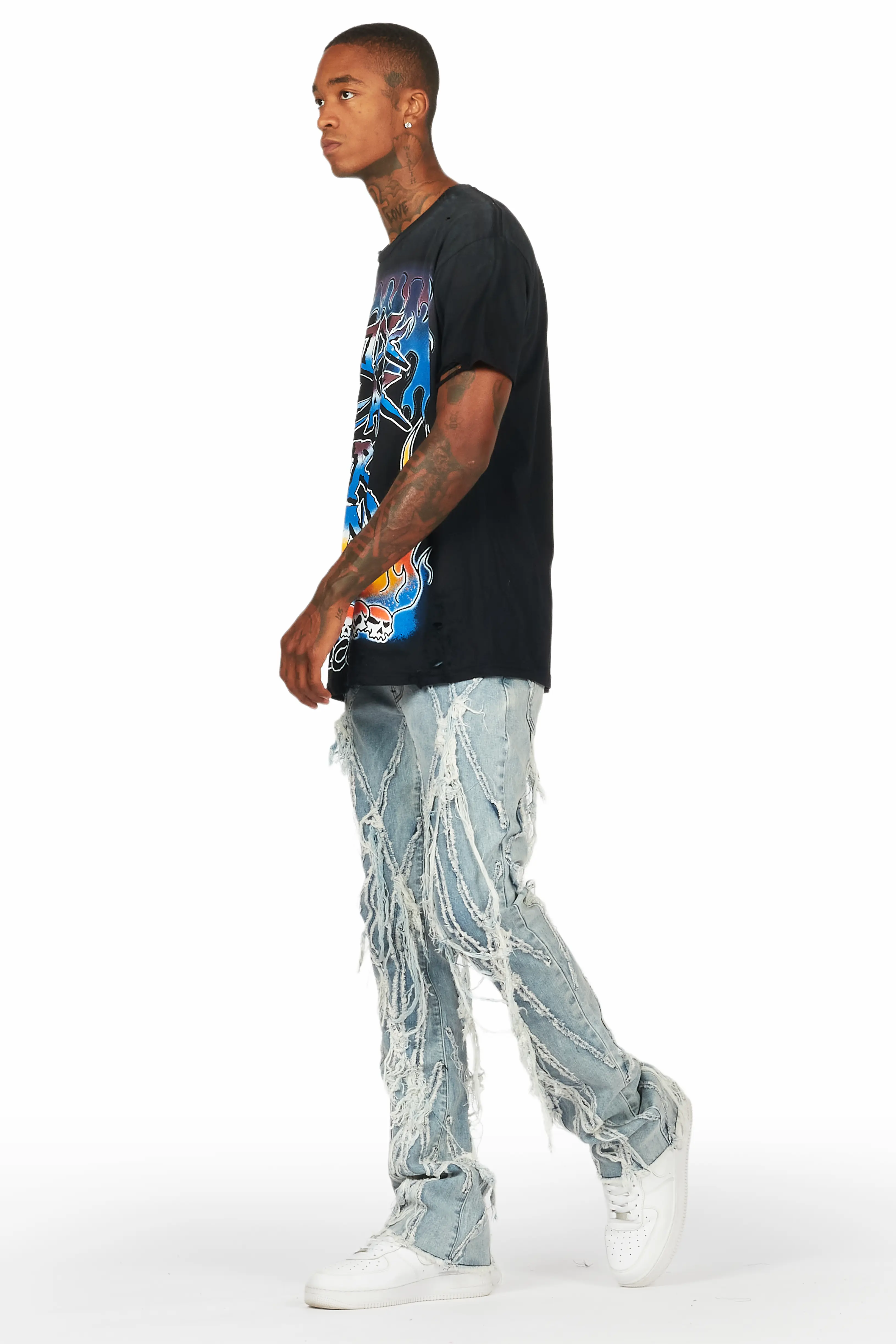 Gennaro Blue Stacked Flare Jean - Image 6