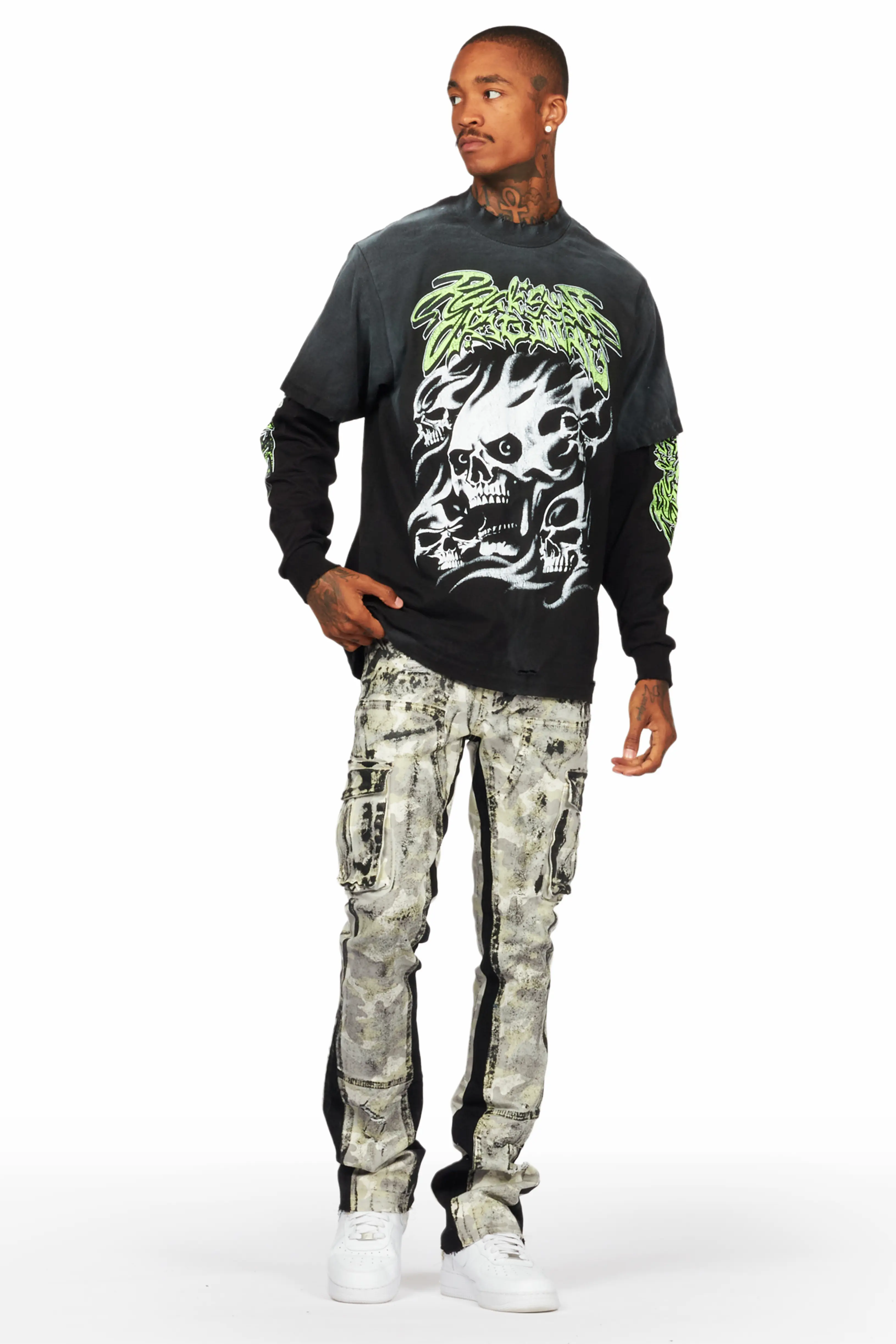 Tassilo Light Camo Painter Stacked Flare Jean - Image 4