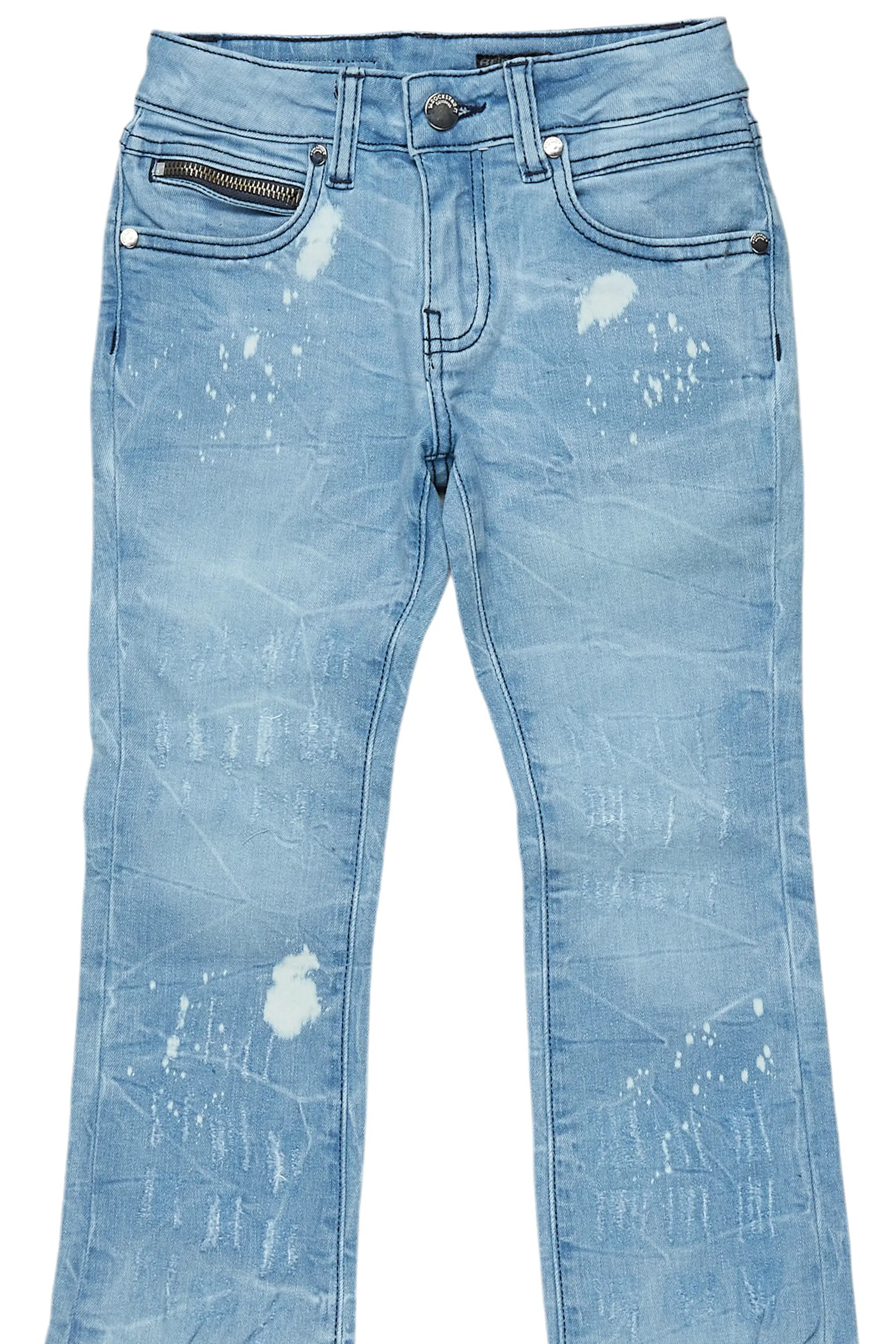 Boys Molter Light Blue Stacked Flare Jean - Image 2