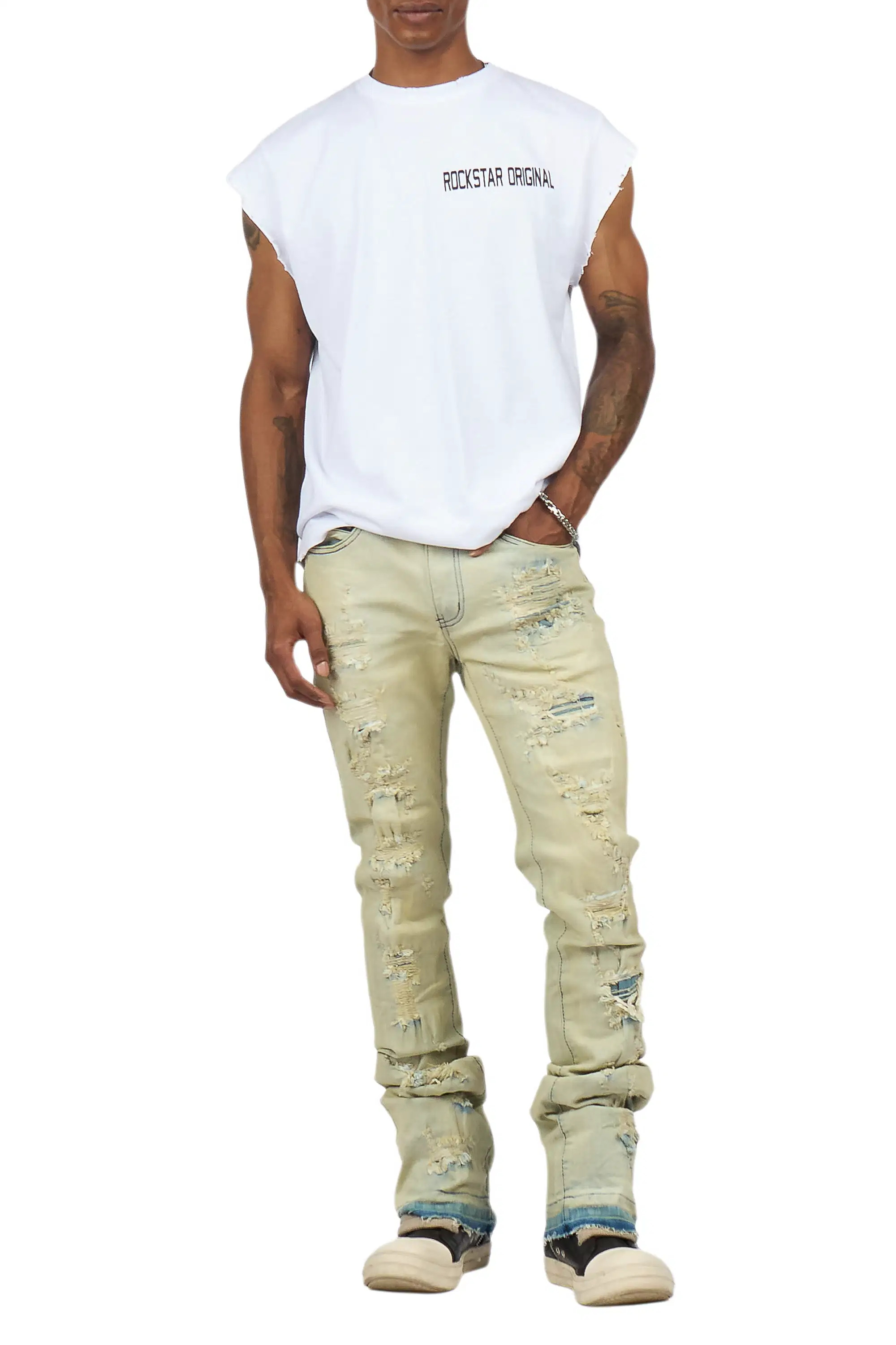Holibert Light Blue Stacked Flare Jean - Image 12