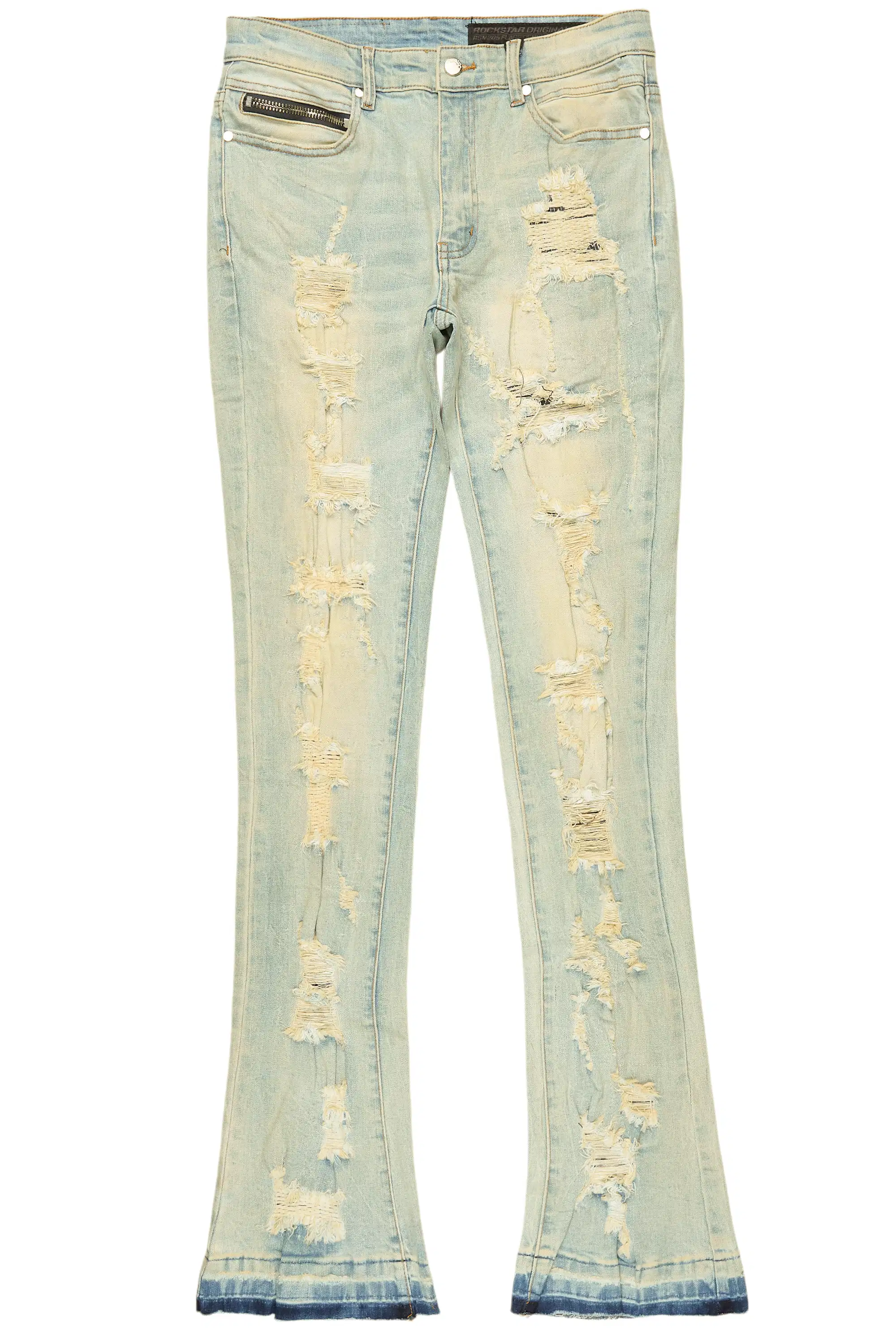 Holibert Light Blue Stacked Flare Jean - Image 9