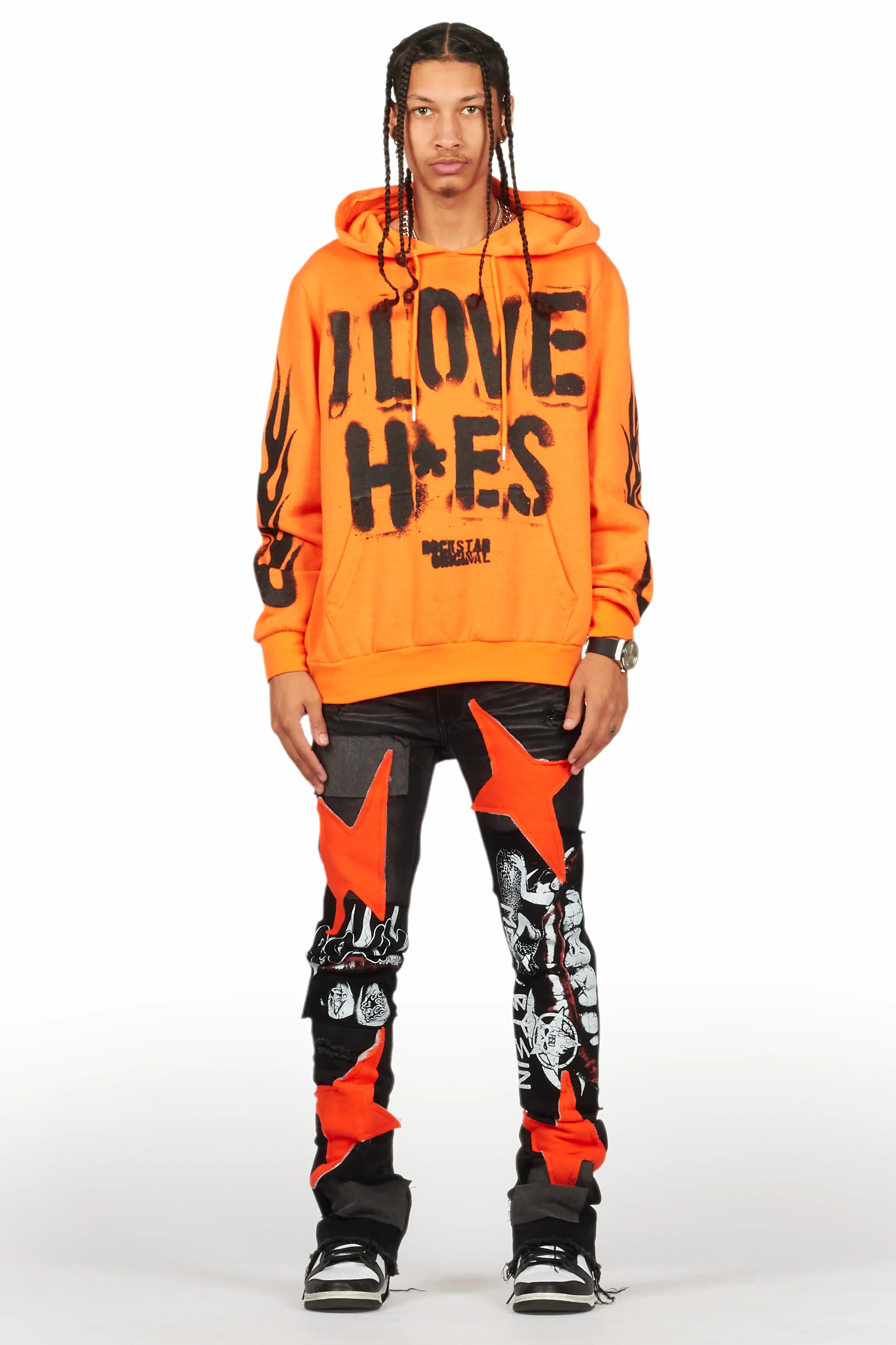 Vadim Black Patchwork Stacked Flare Jean - Image 3