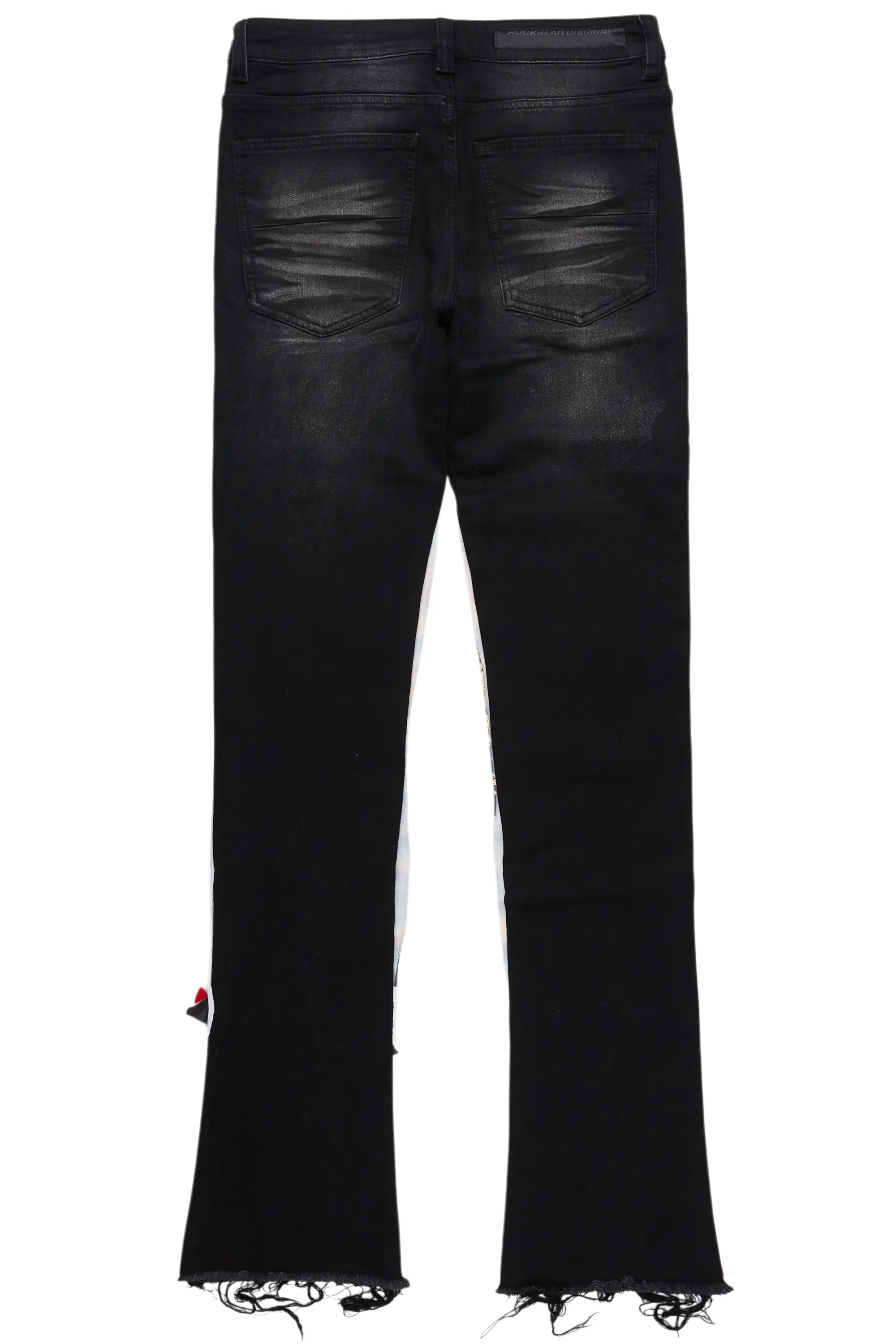 Savage Black/Red Patchwork Stacked Flare Jean - Image 11