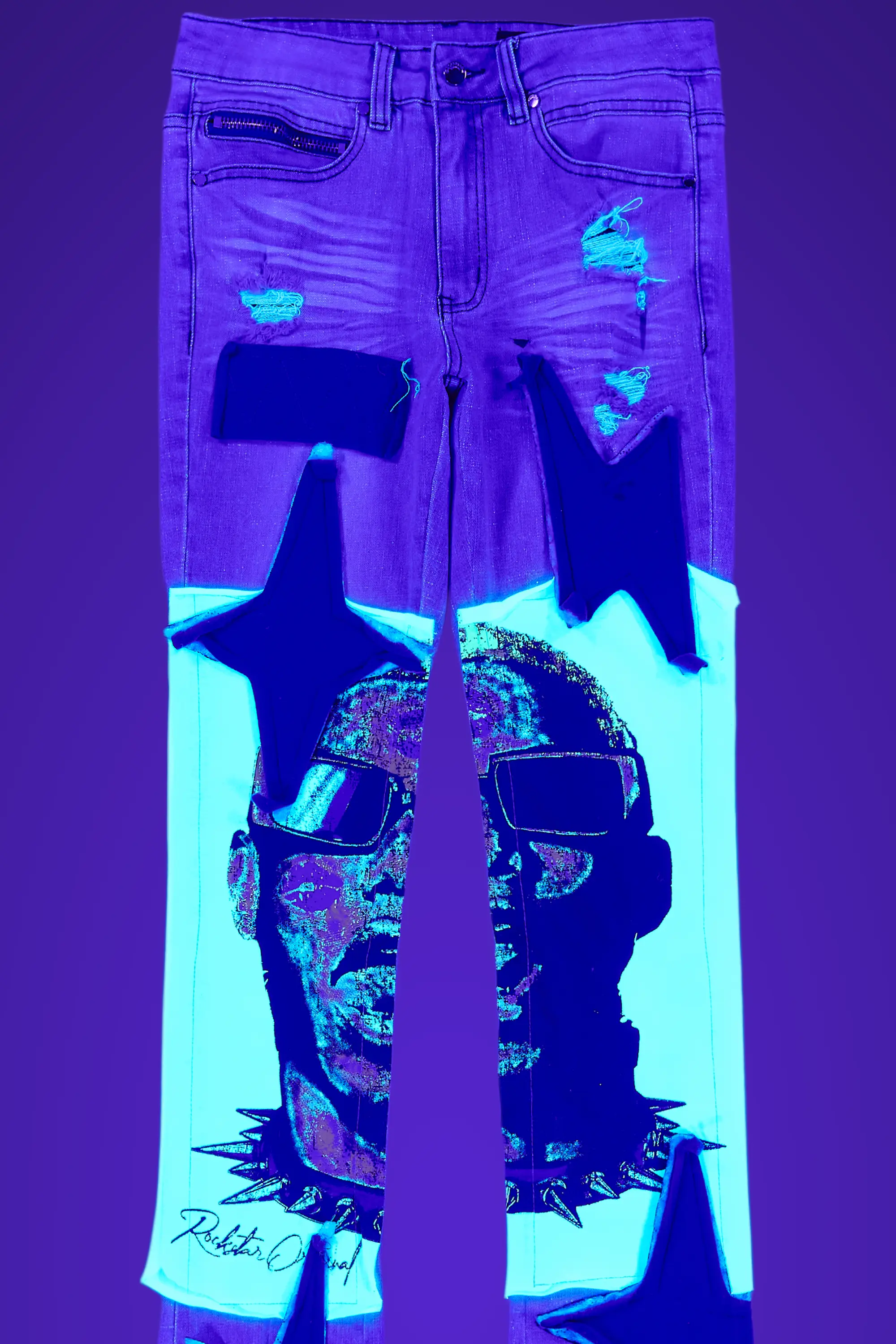 Savage Blue Patchwork Stacked Flare Jean - Image 10