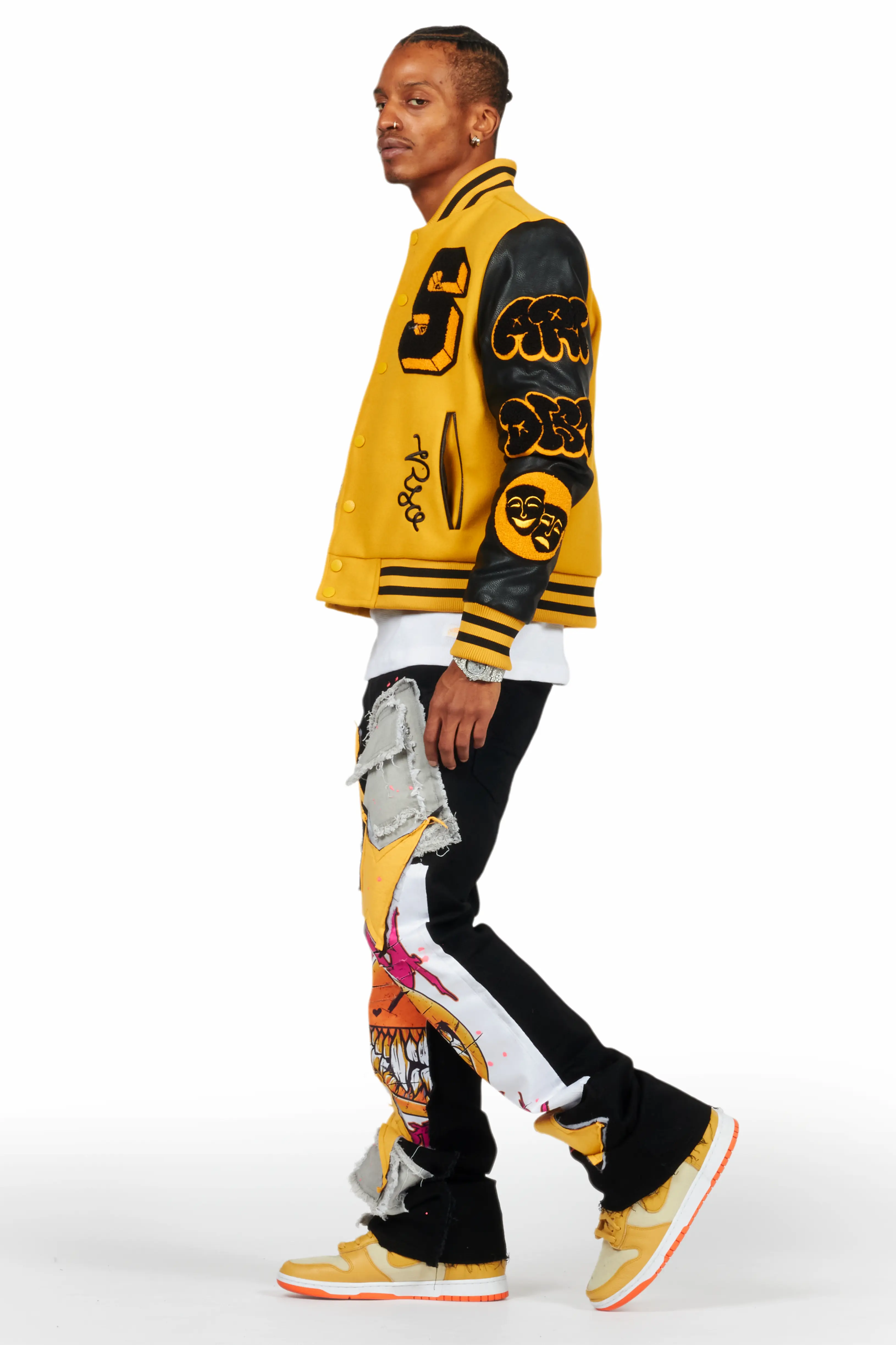 Fraust Jet Black Patchwork Stacked Flare Jean - Image 4