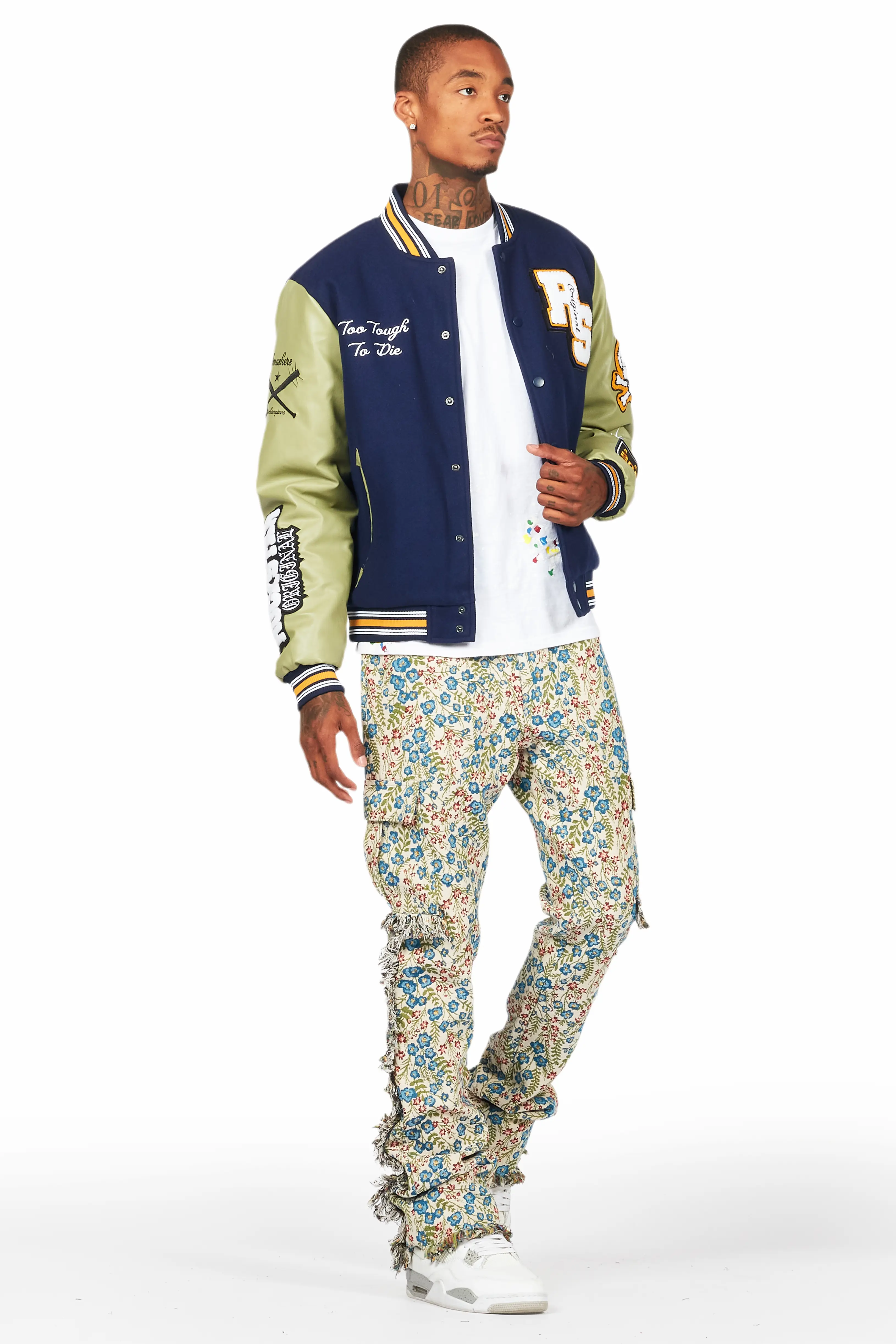 Ayara Beige/Multi Slim Tapestry Flare Jean - Image 7