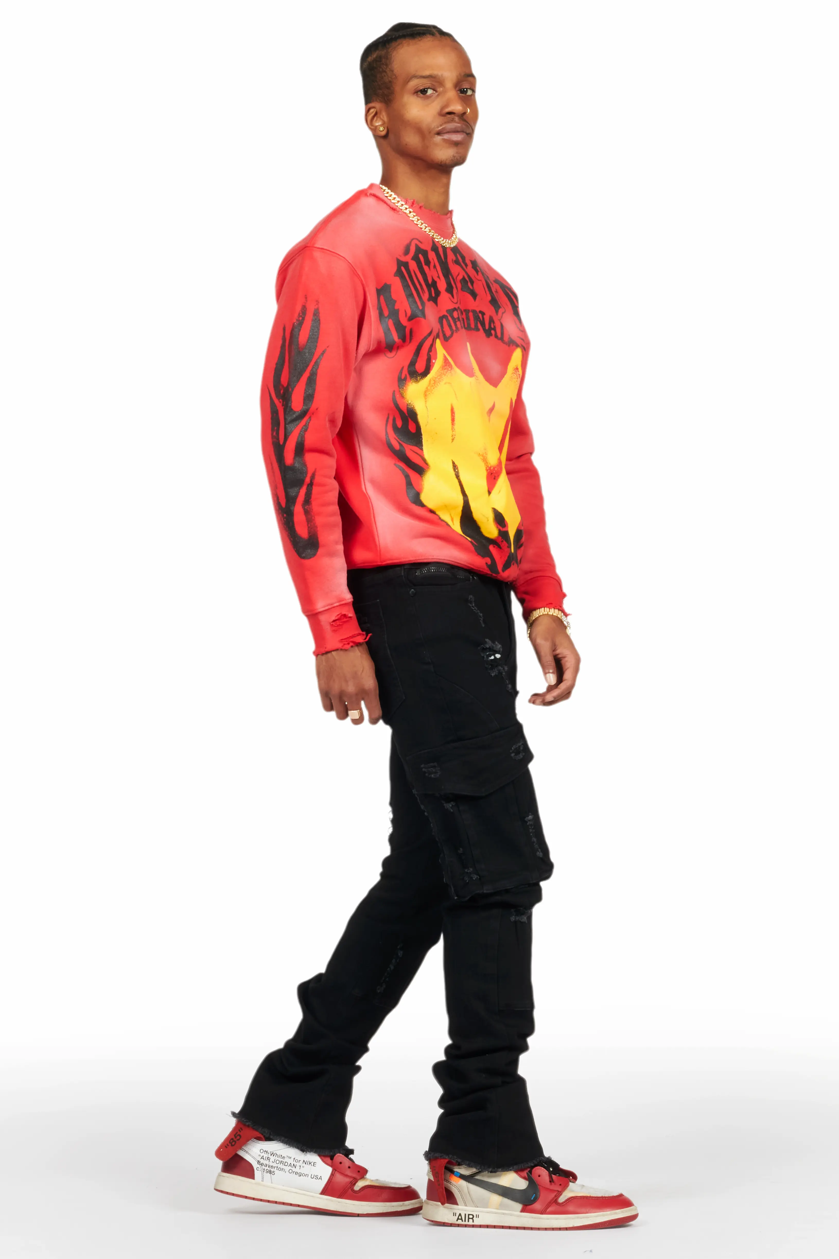 Adalee Black Cargo Stacked Flare Jean - Image 6