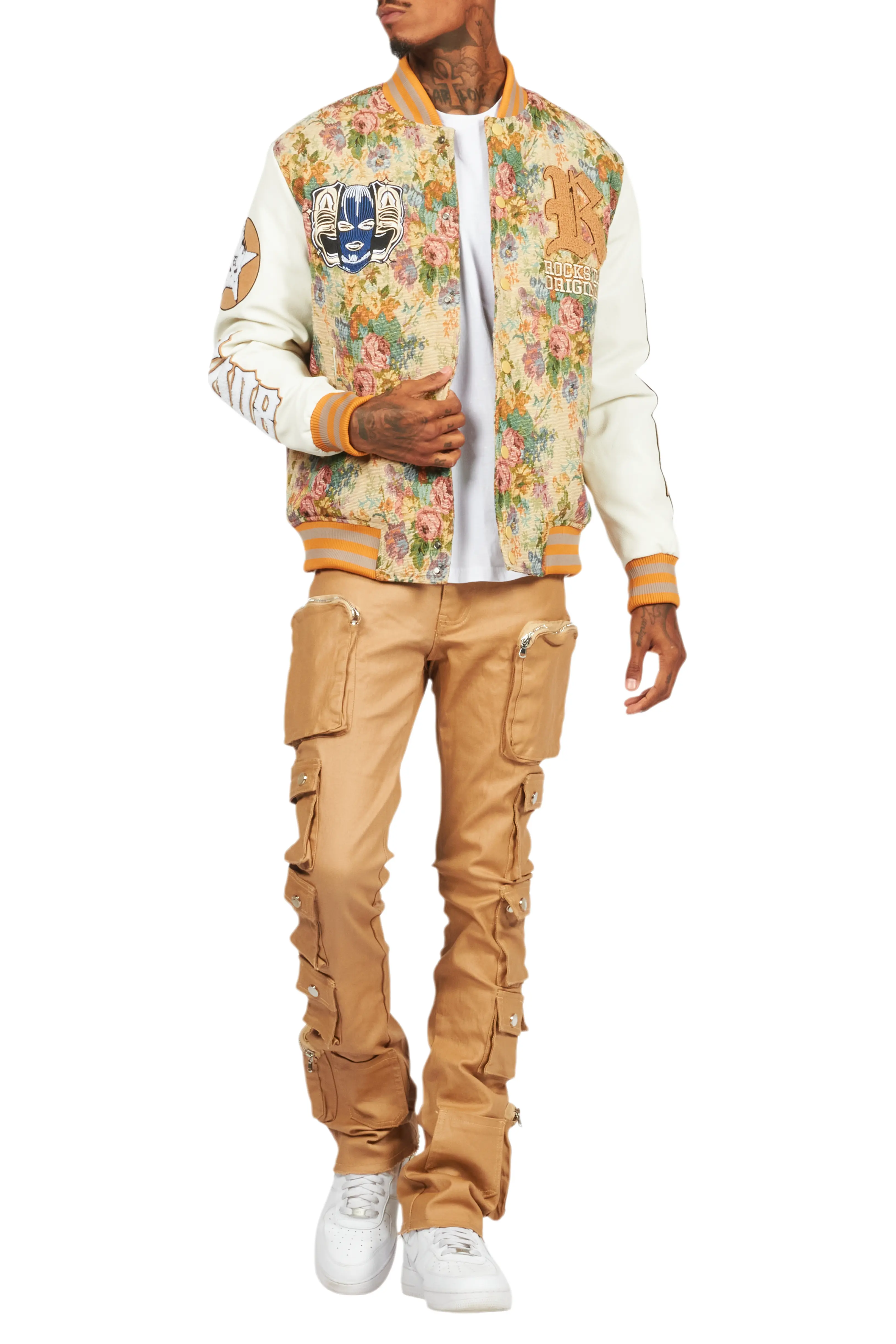 Konrad Beige Coated Stacked Flare Jean - Image 10