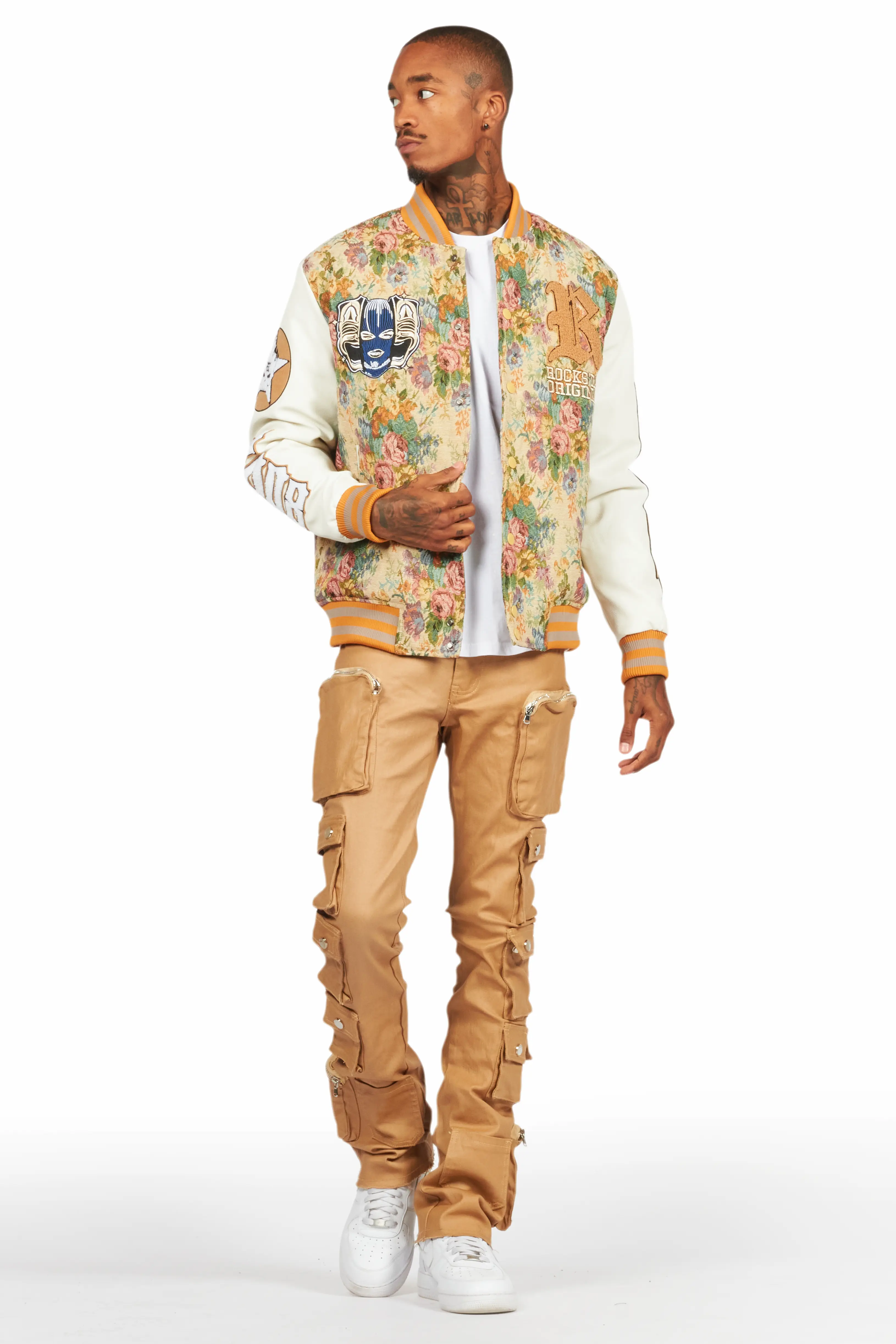 Konrad Beige Coated Stacked Flare Jean - Image 3
