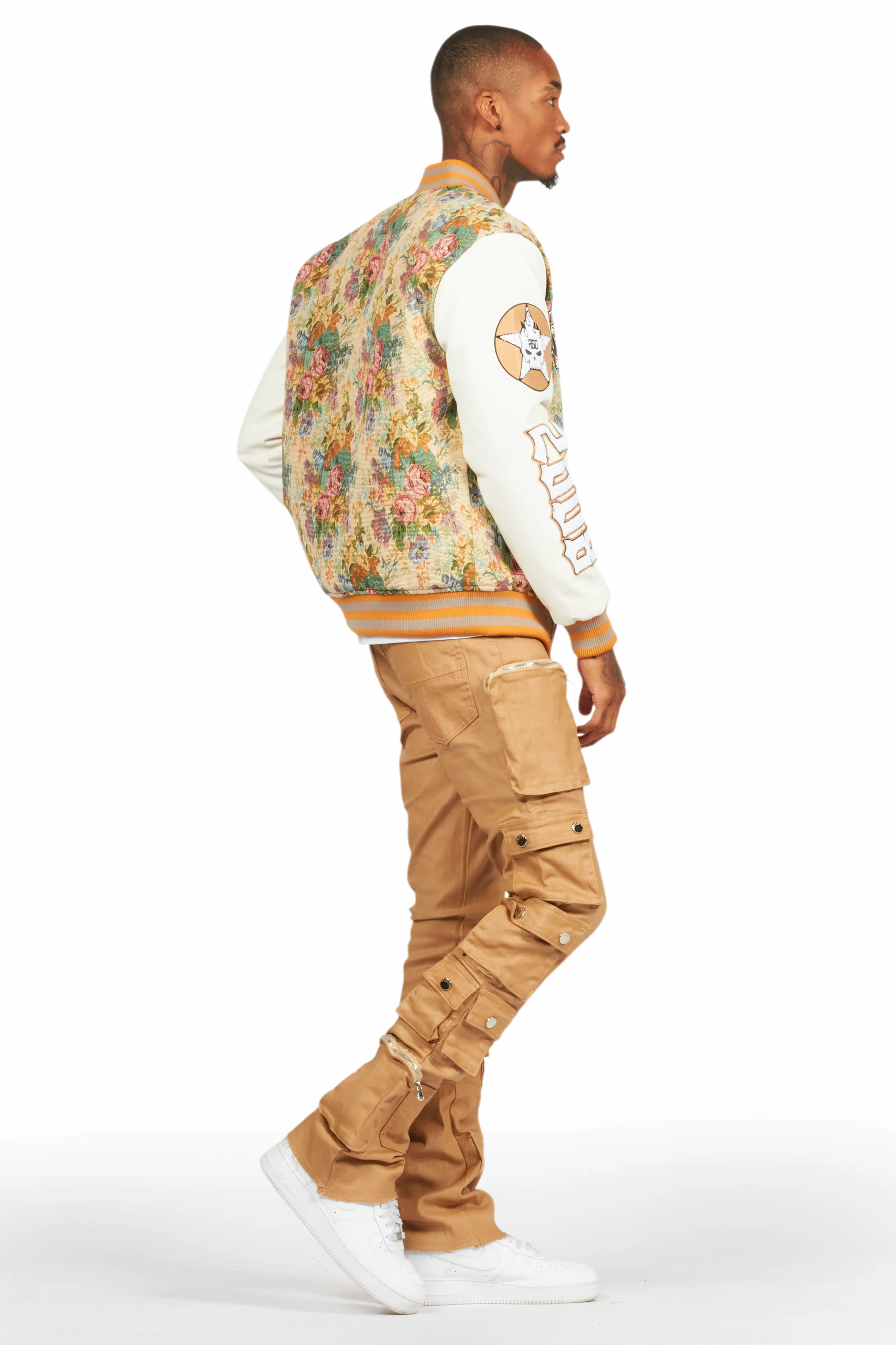 Konrad Beige Coated Stacked Flare Jean - Image 4