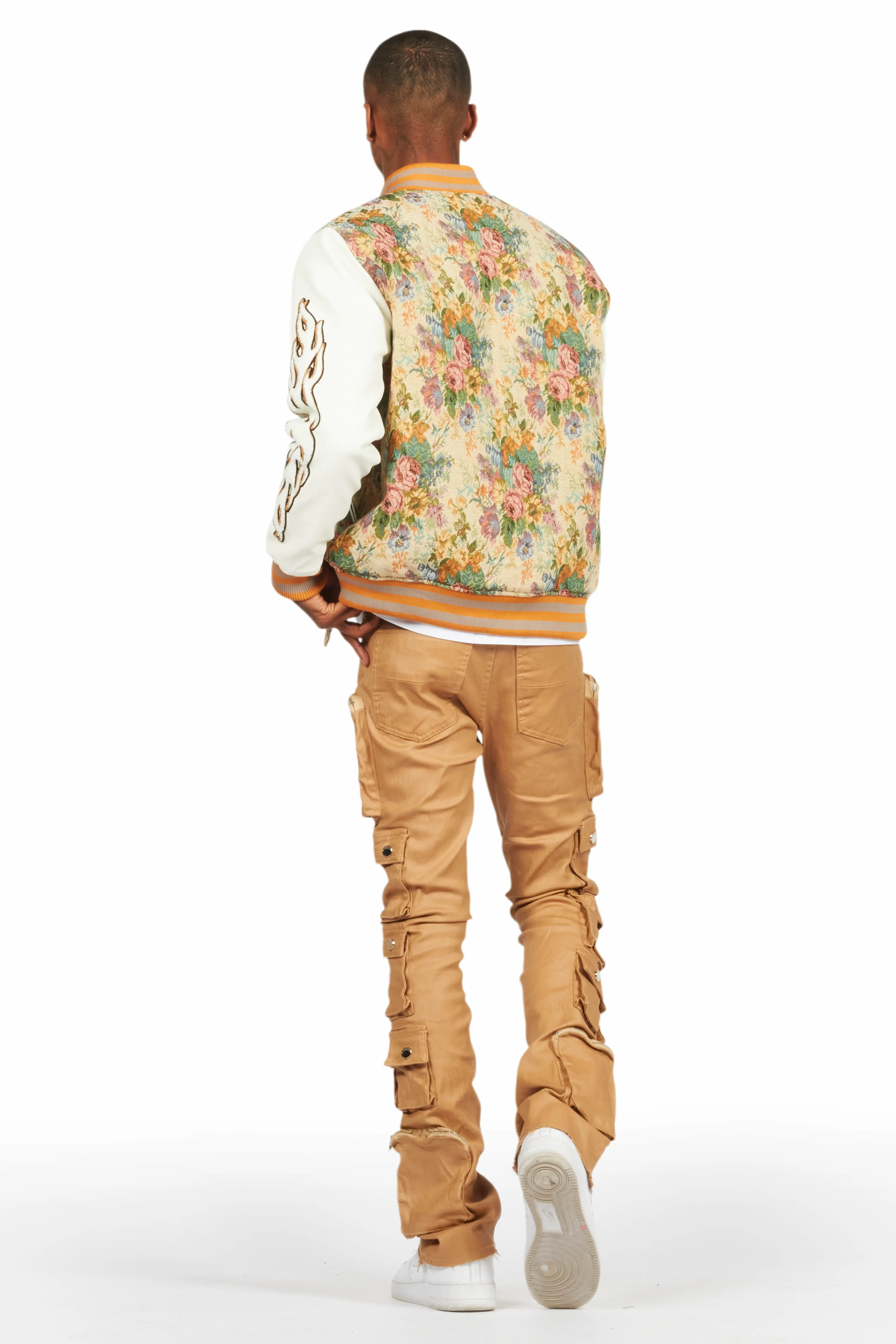 Konrad Beige Coated Stacked Flare Jean - Image 5