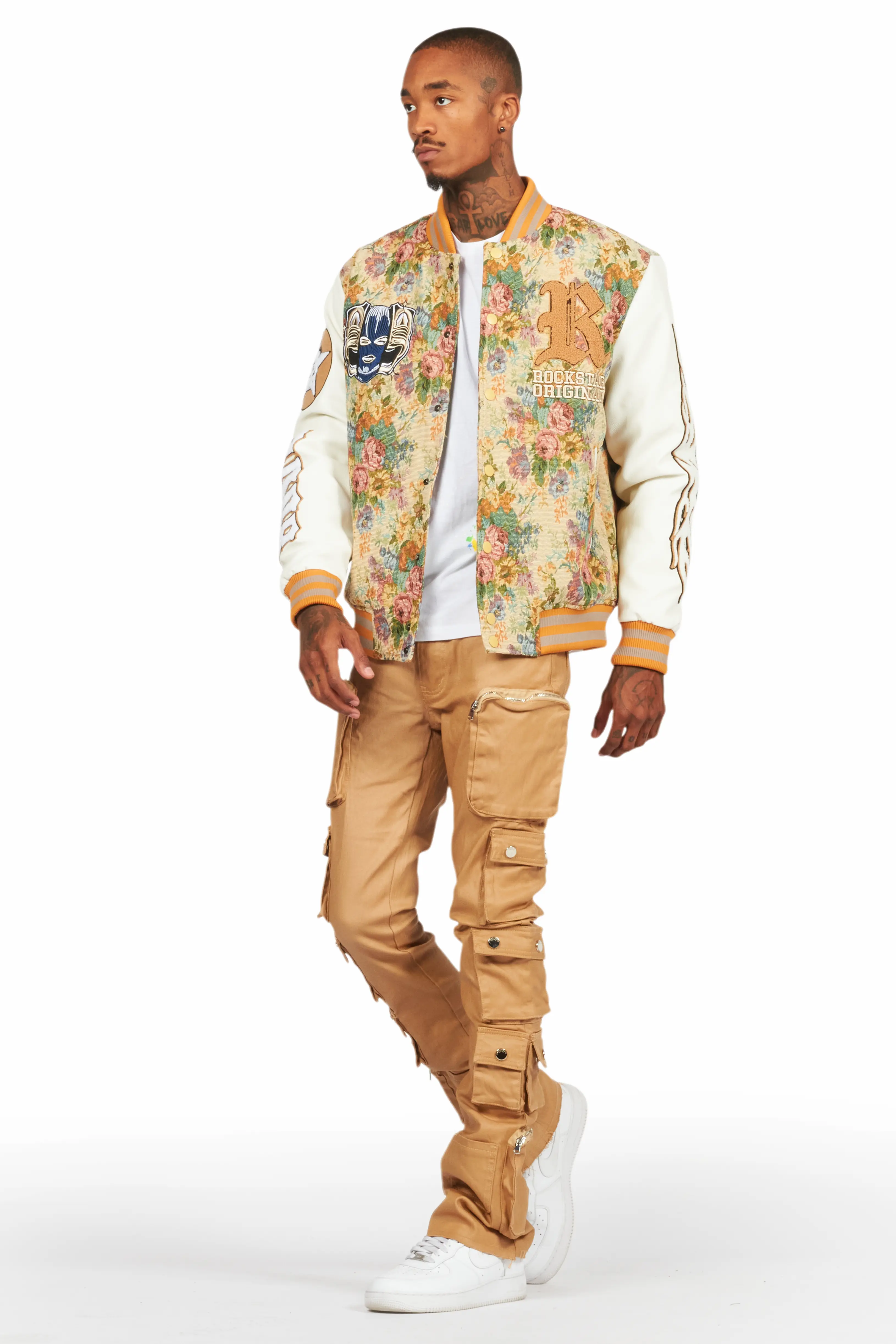 Konrad Beige Coated Stacked Flare Jean - Image 6