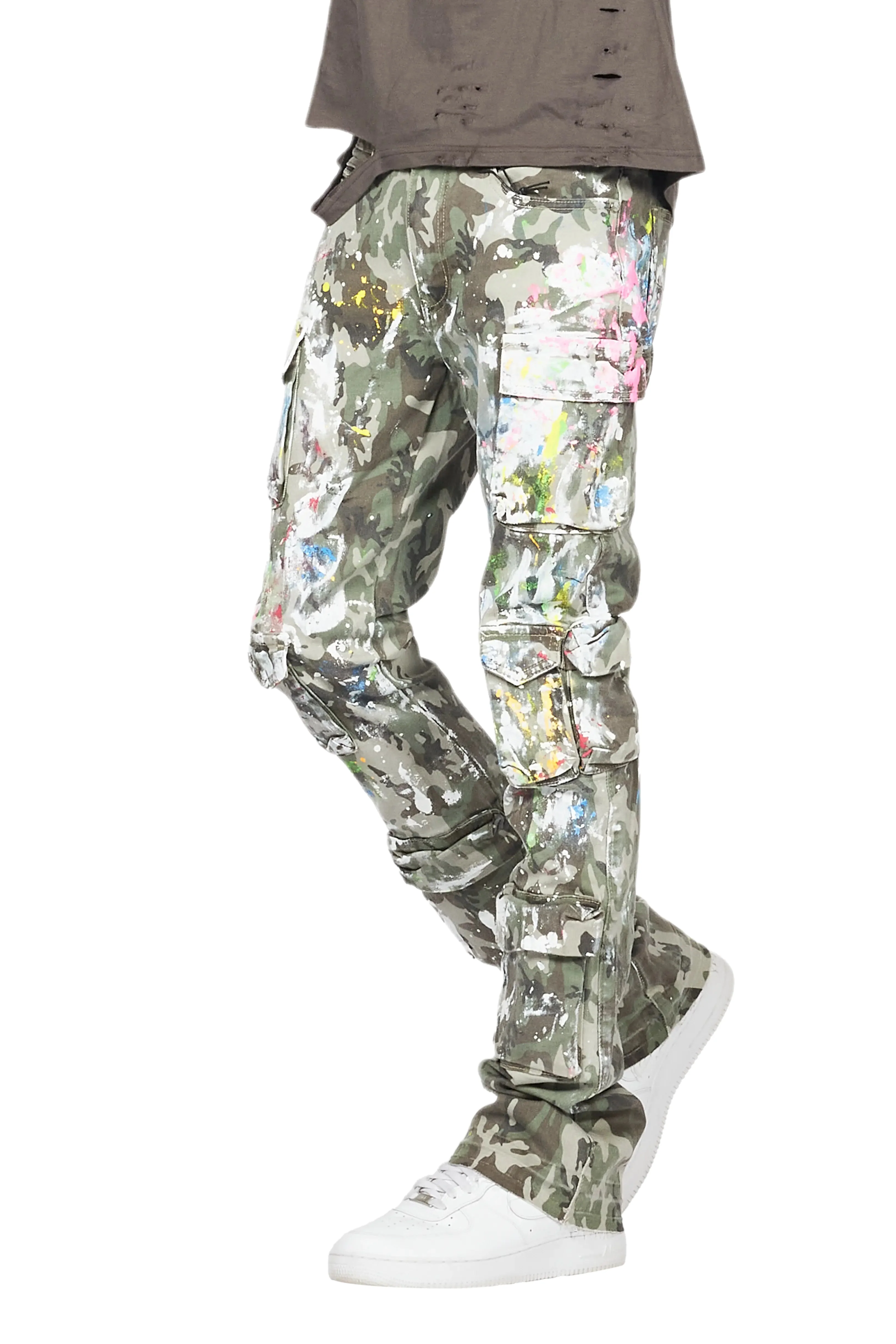 Callias Green Camo Painter Stacked Flare Jean - Image 10