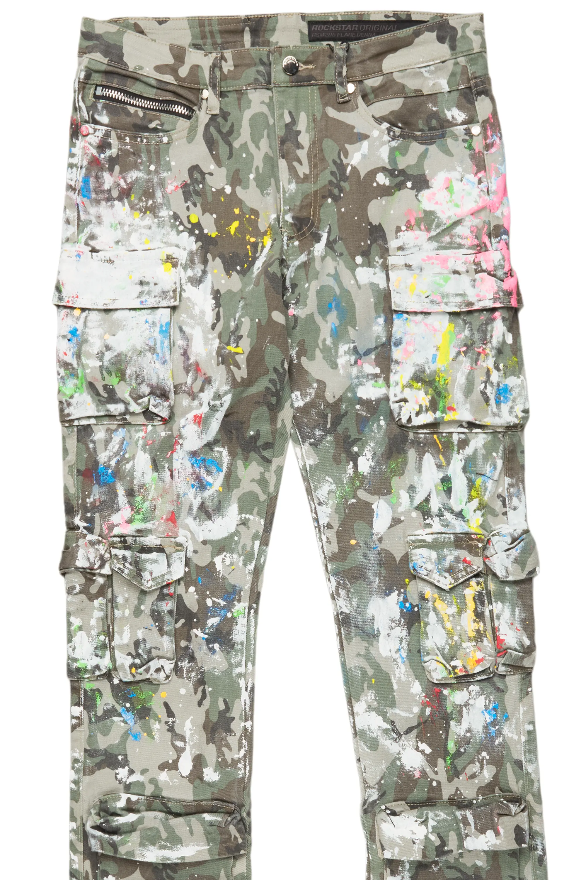 Callias Green Camo Painter Stacked Flare Jean - Image 8