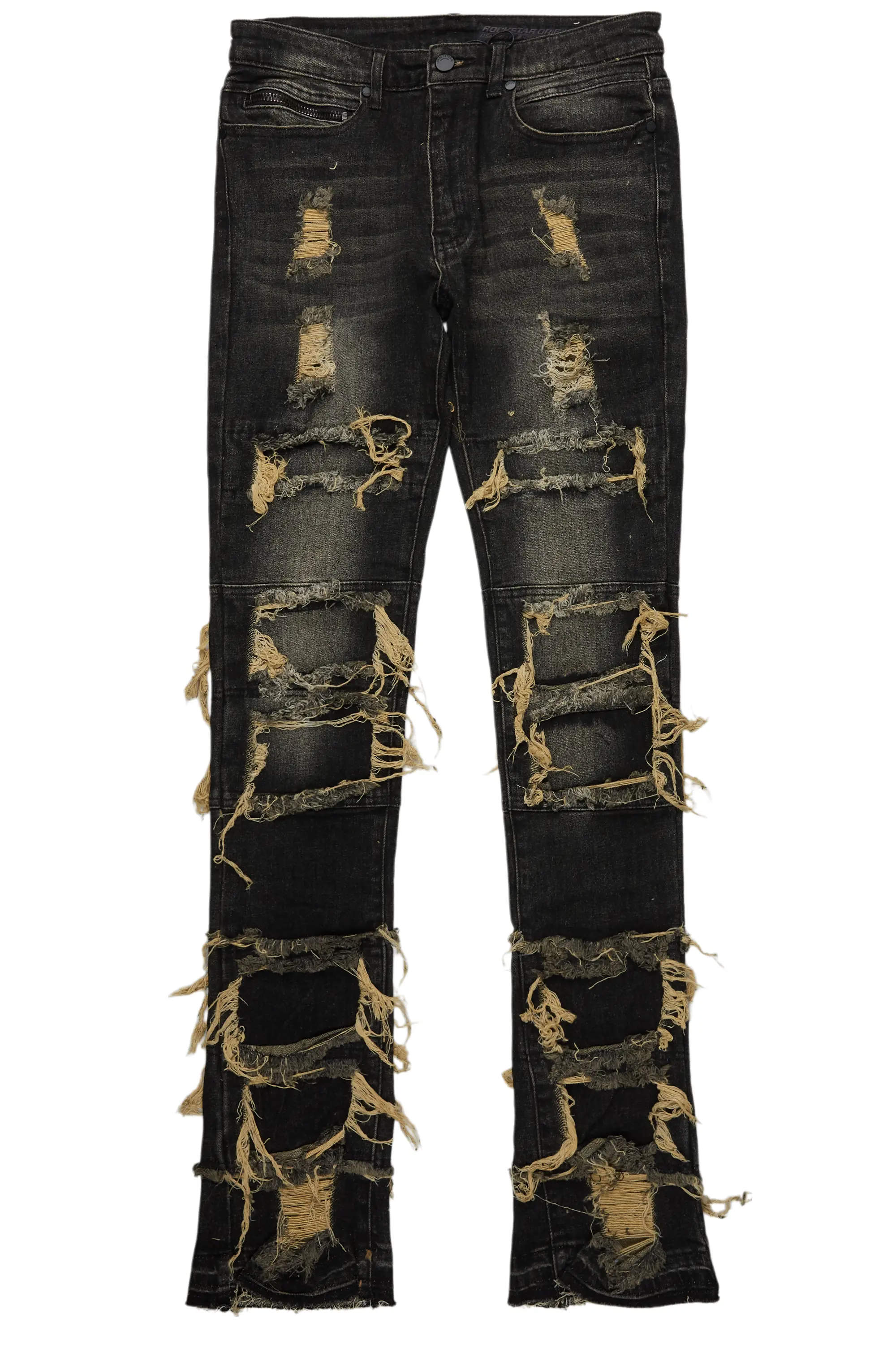 Vasco Black Wash Stacked Flare Jean - Image 2
