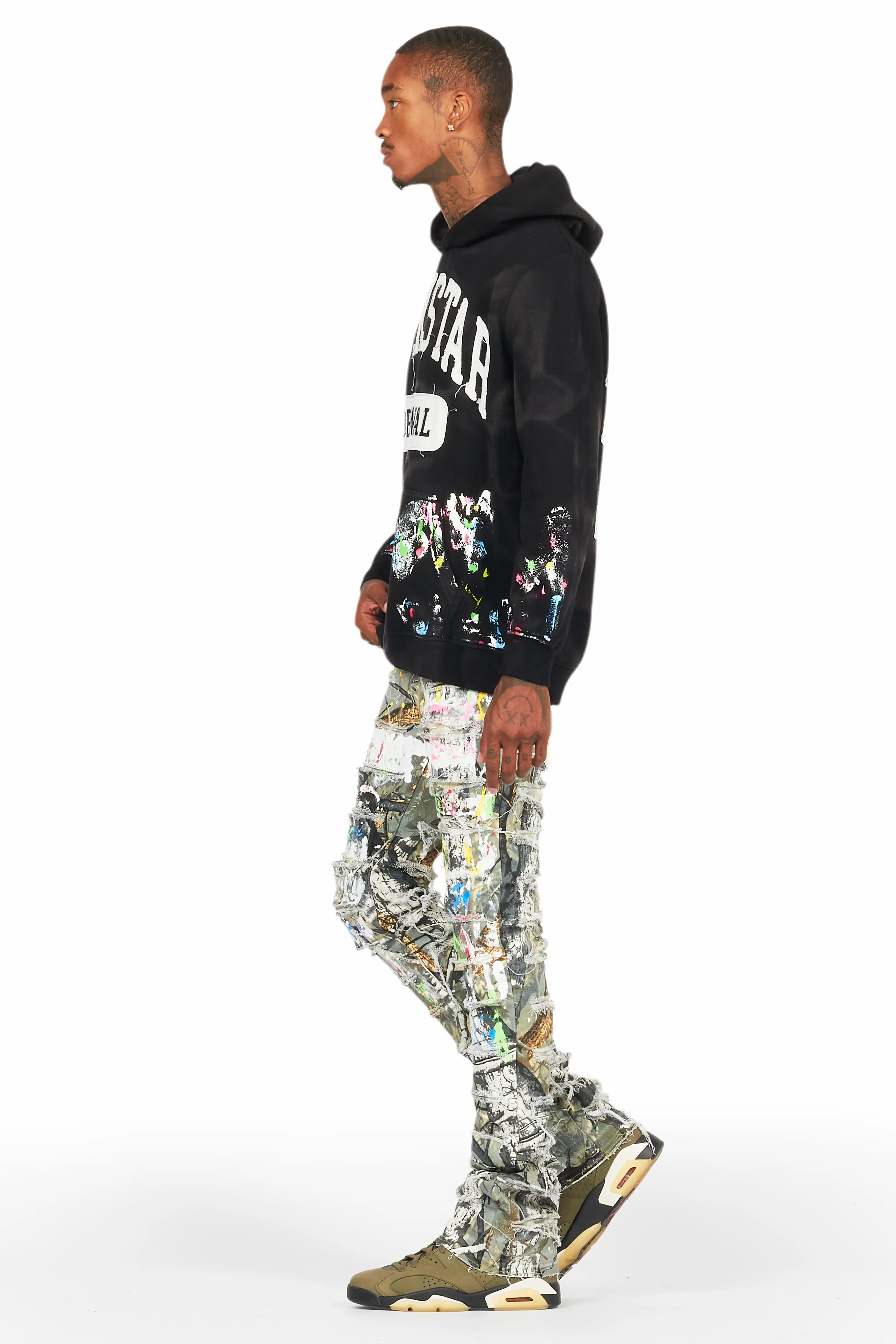 Akello Green Camo Painter Stacked Flare Jean - Image 5