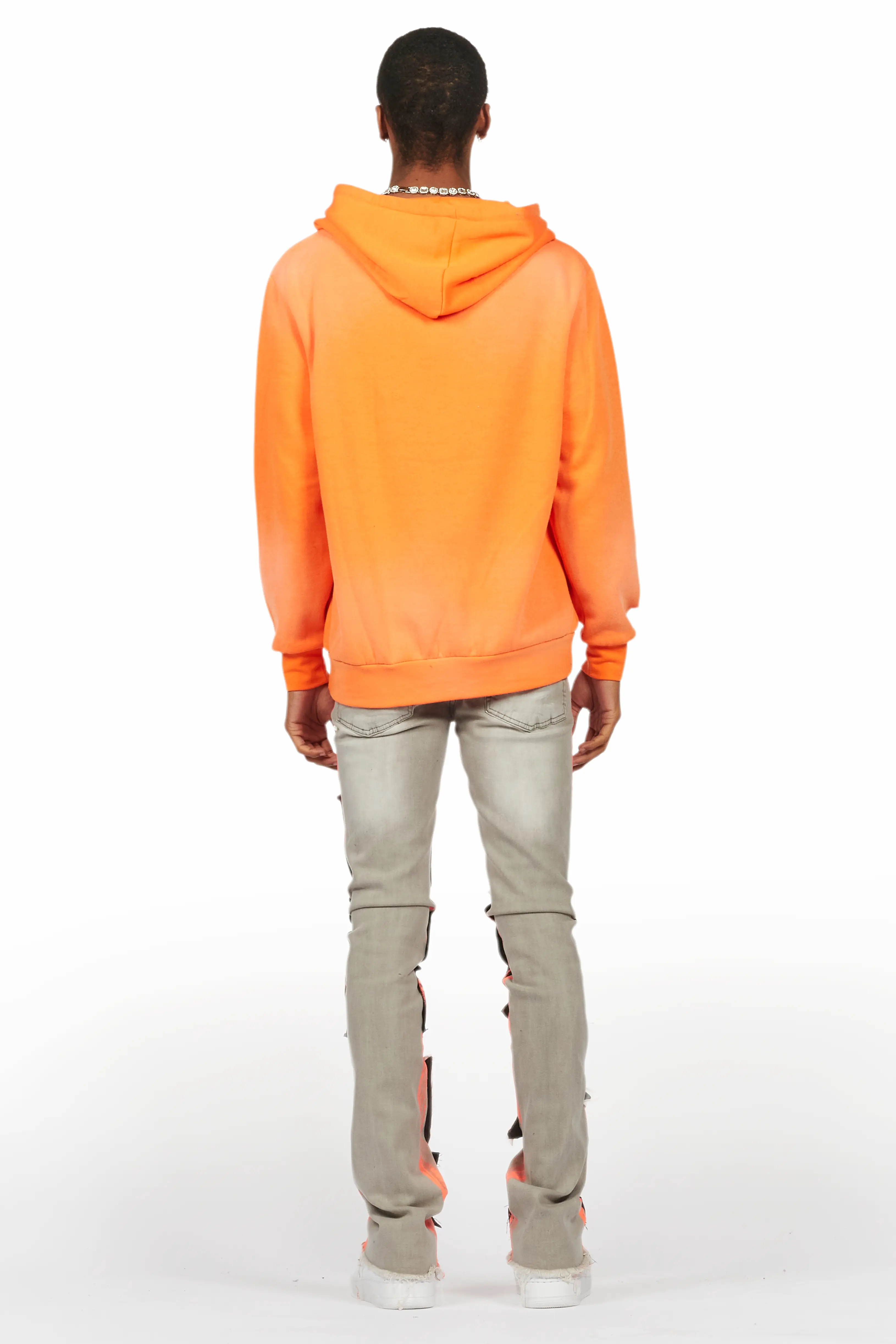 Valko Grey/Orange Roller Paint Stacked Flare Jean - Image 5