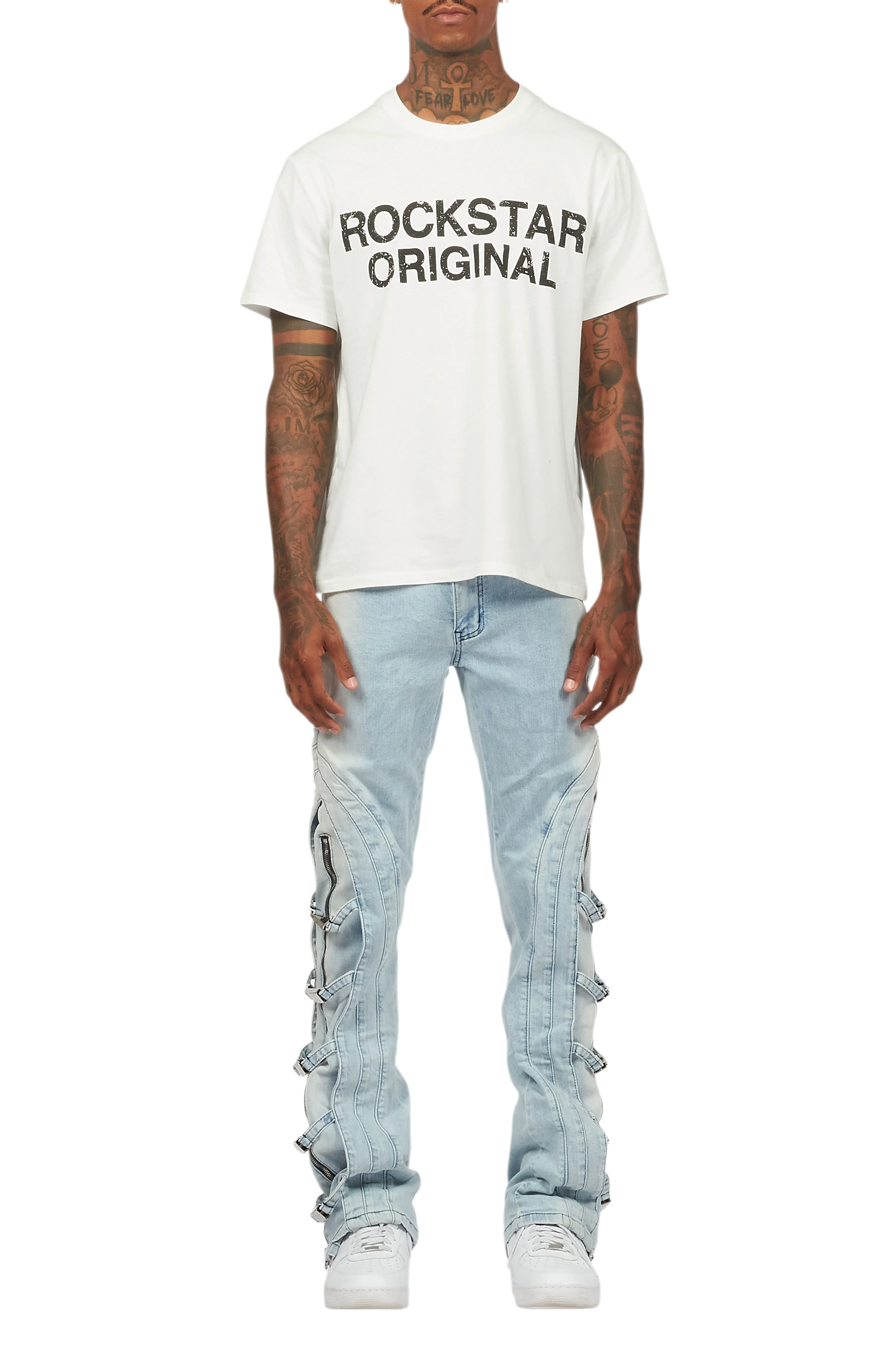 Attila Light Blue Stacked Flare Jean - Image 11