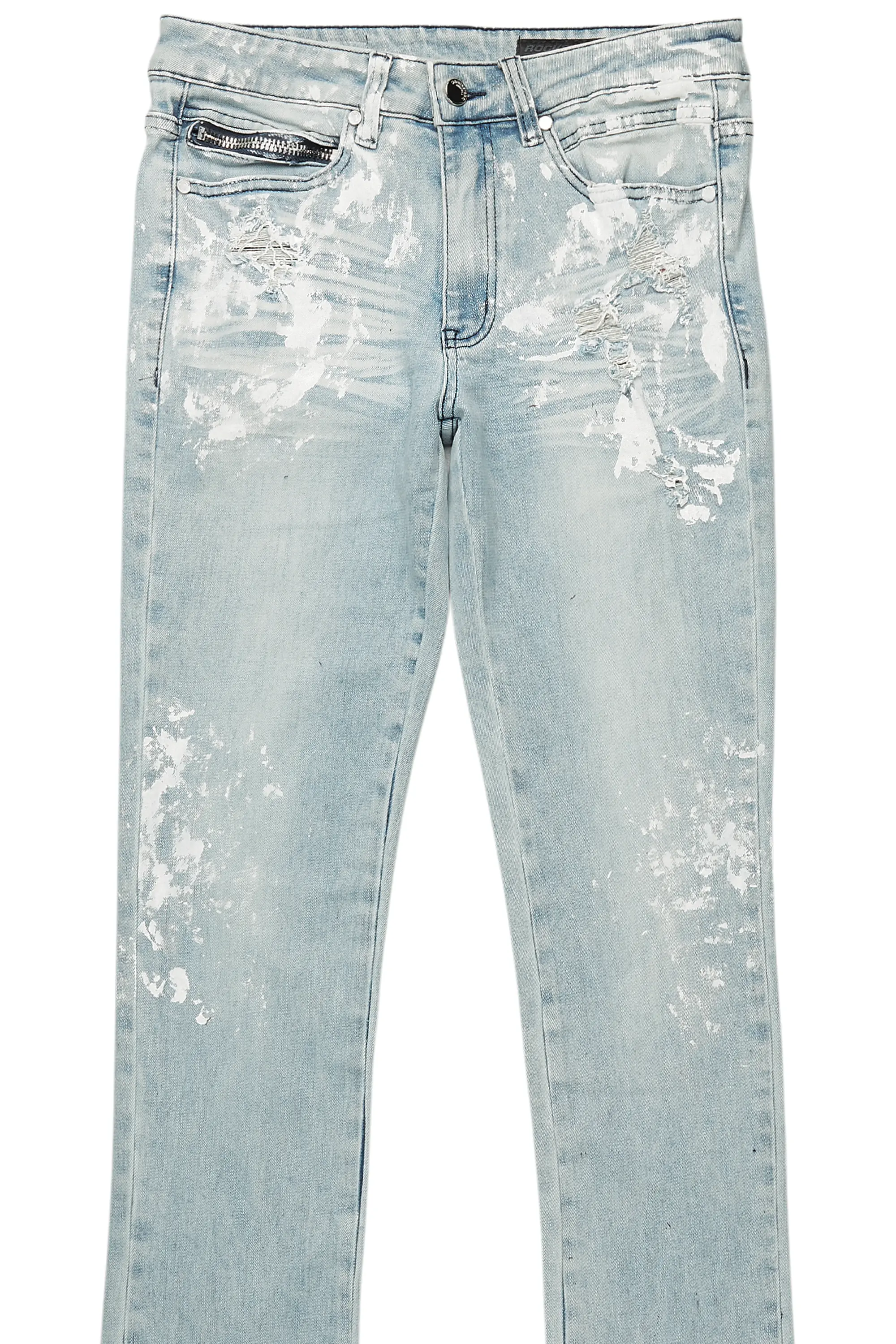 Kodak Blue/White Painter Stacked Flare Jean - Image 8