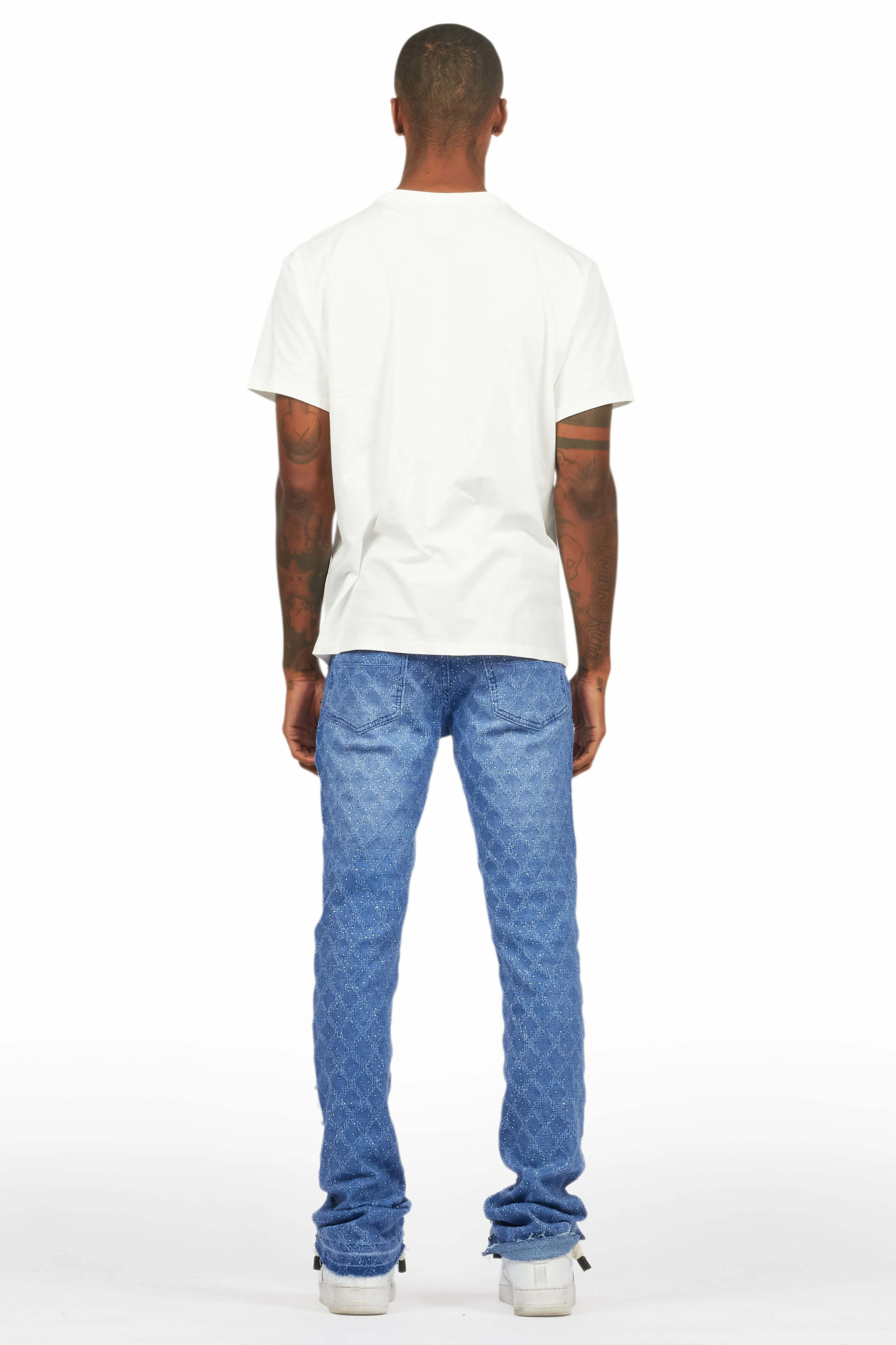 Glit Royal Blue Rhinestone Stacked Flare Jean - Image 5