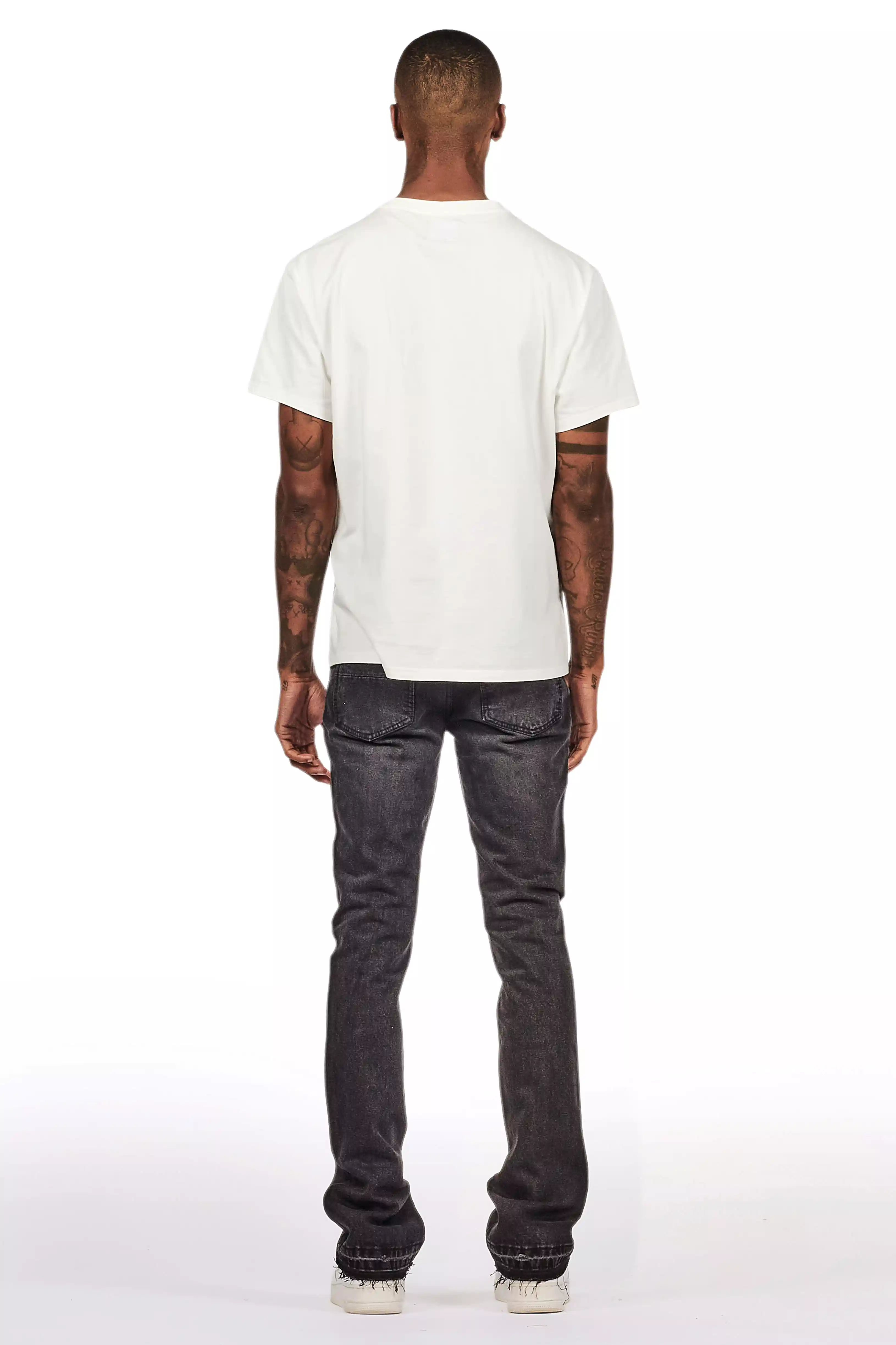 Kama Dark Grey Rhinestone Stacked Flare Jean - Image 5