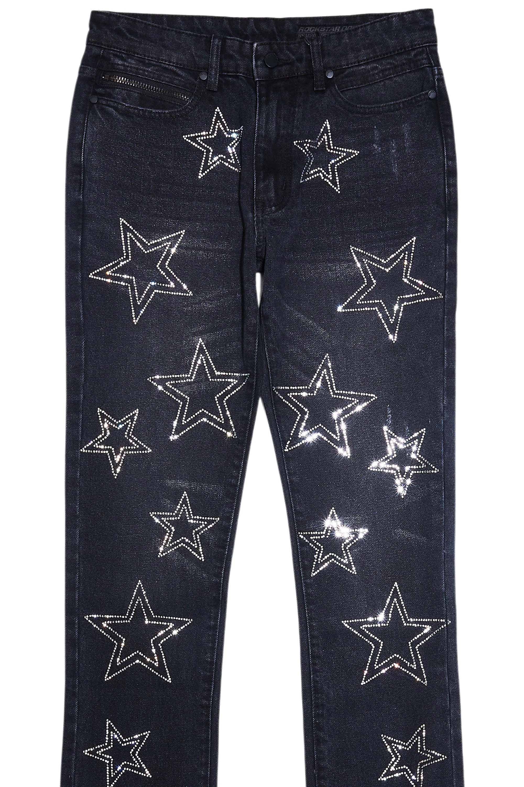Kama Dark Grey Rhinestone Stacked Flare Jean - Image 9
