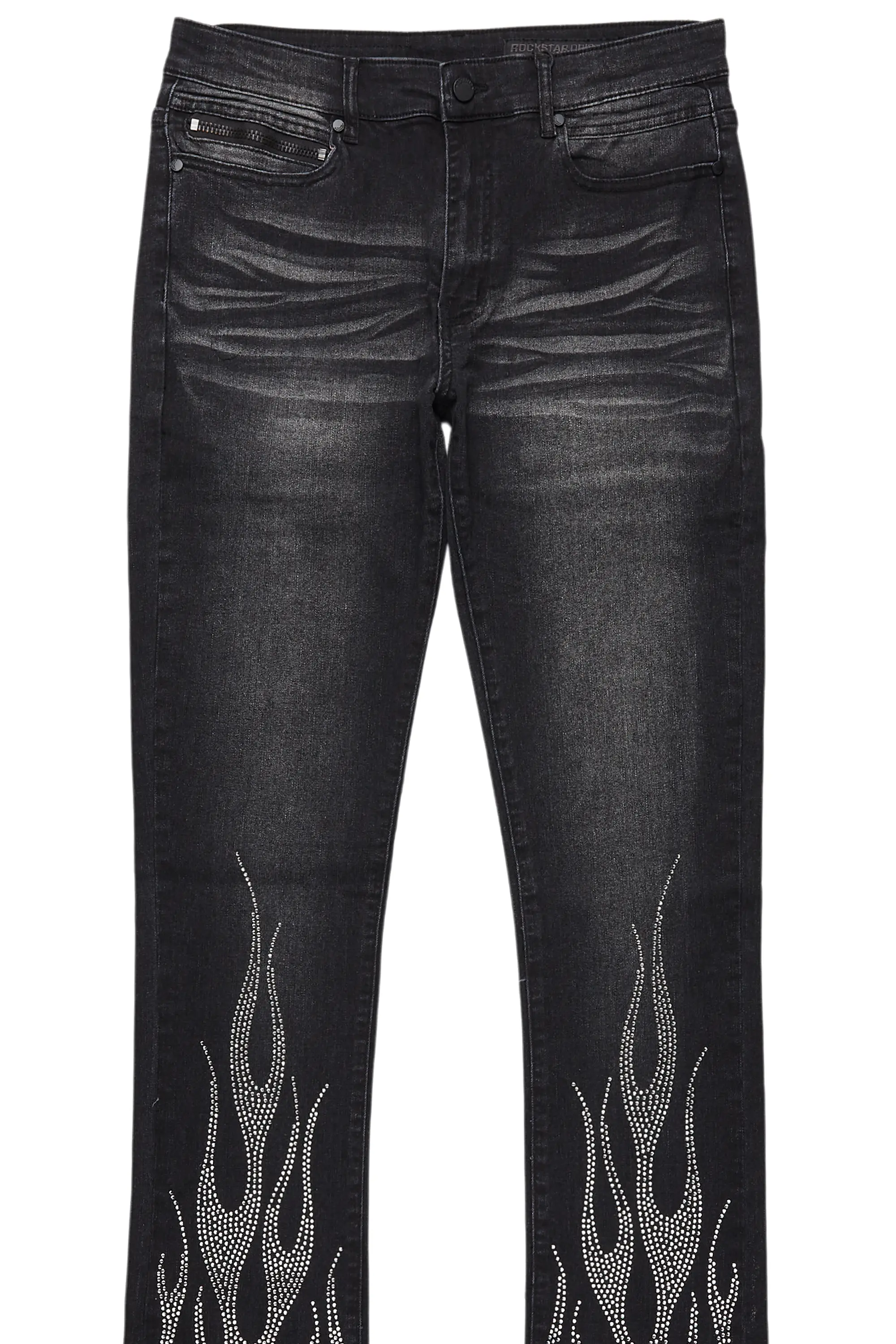 Samba Dark Grey Rhinestone Stacked Flare Jean - Image 8