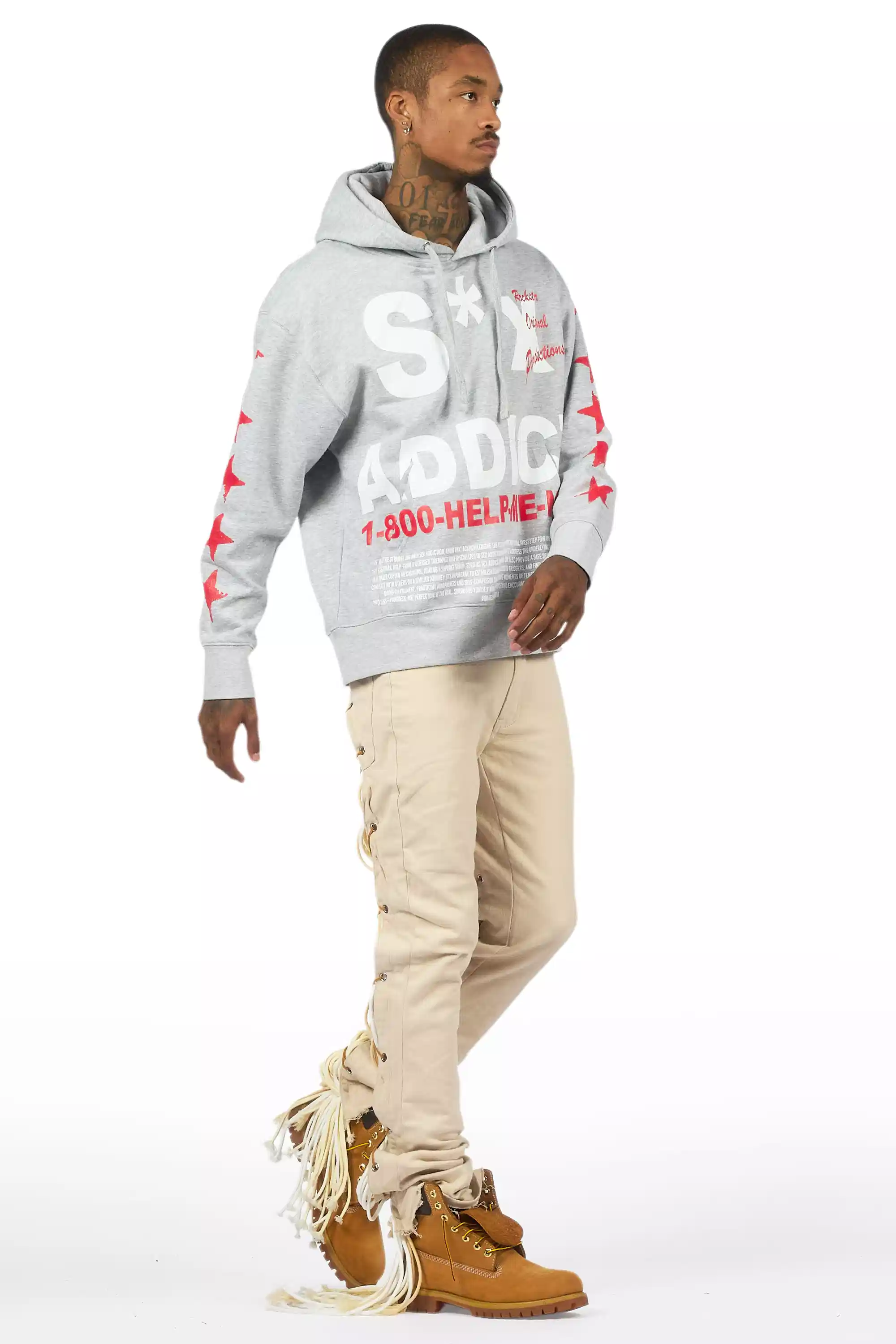 Otto Beige Stacked Flare Jean - Image 8