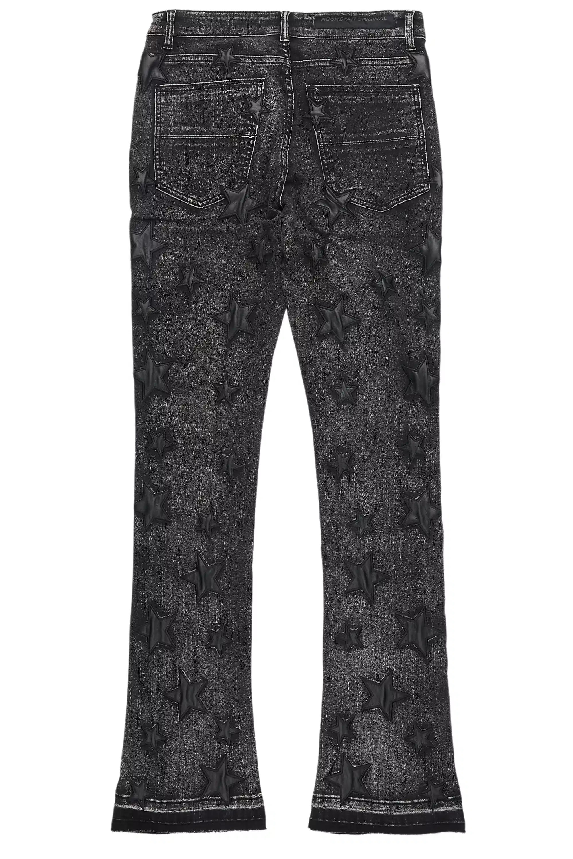 Starship Dark Grey/Black Stacked Flare Jean - Image 10