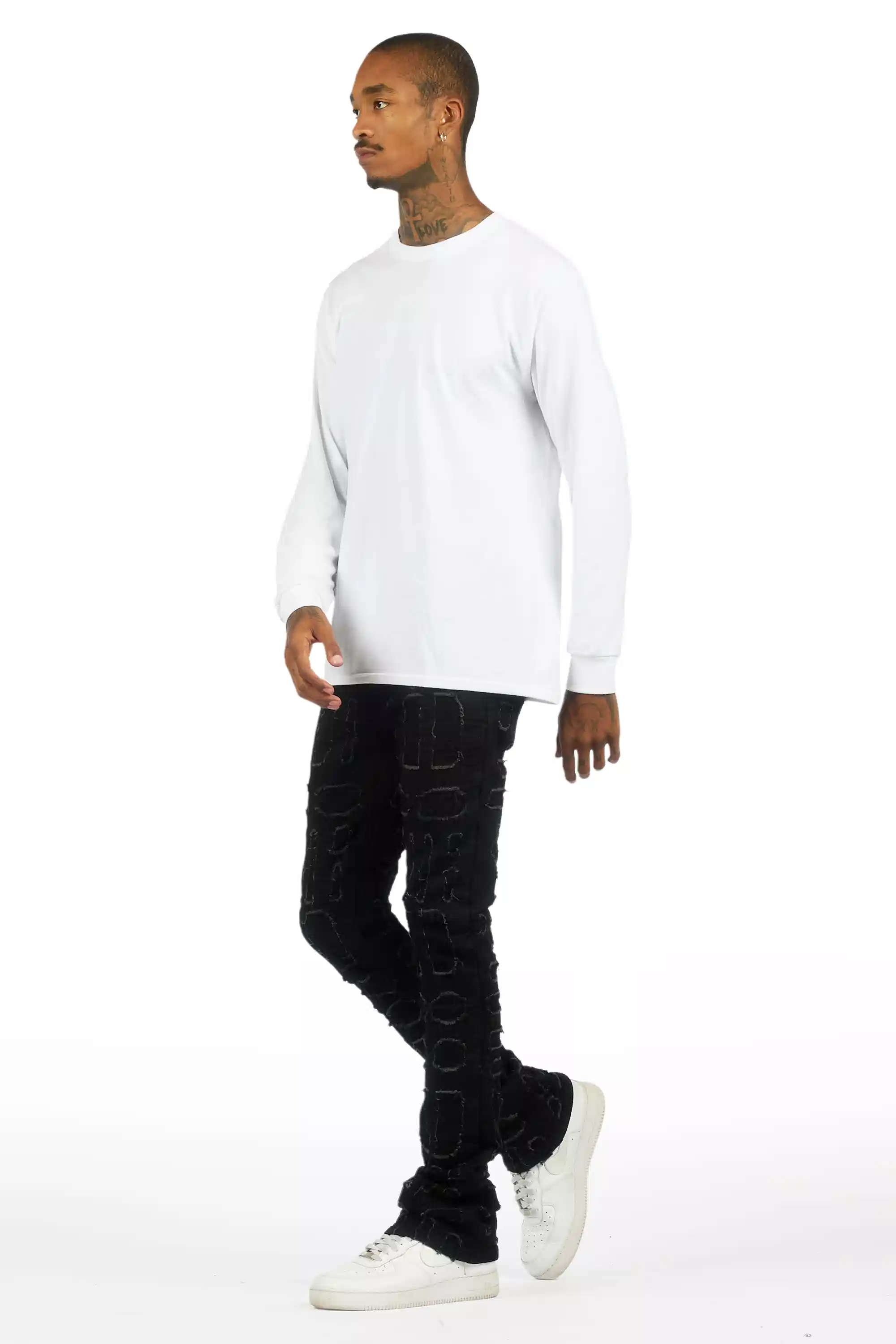 Gribo Black Stacked Flare Jean - Image 7