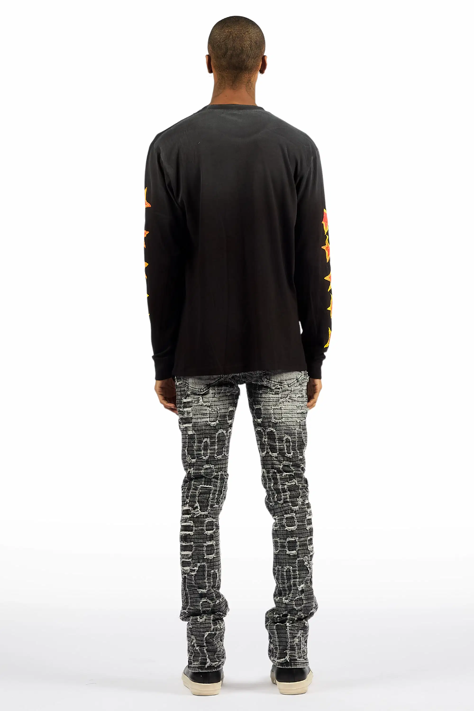 Gribo Grey Stacked Flare Jean - Image 5