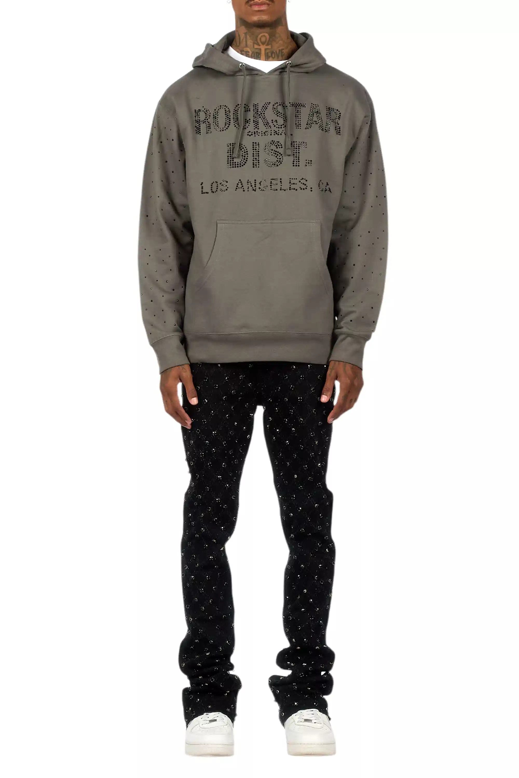 Glit Jet Black Rhinestone Stacked Flare Jean - Image 11