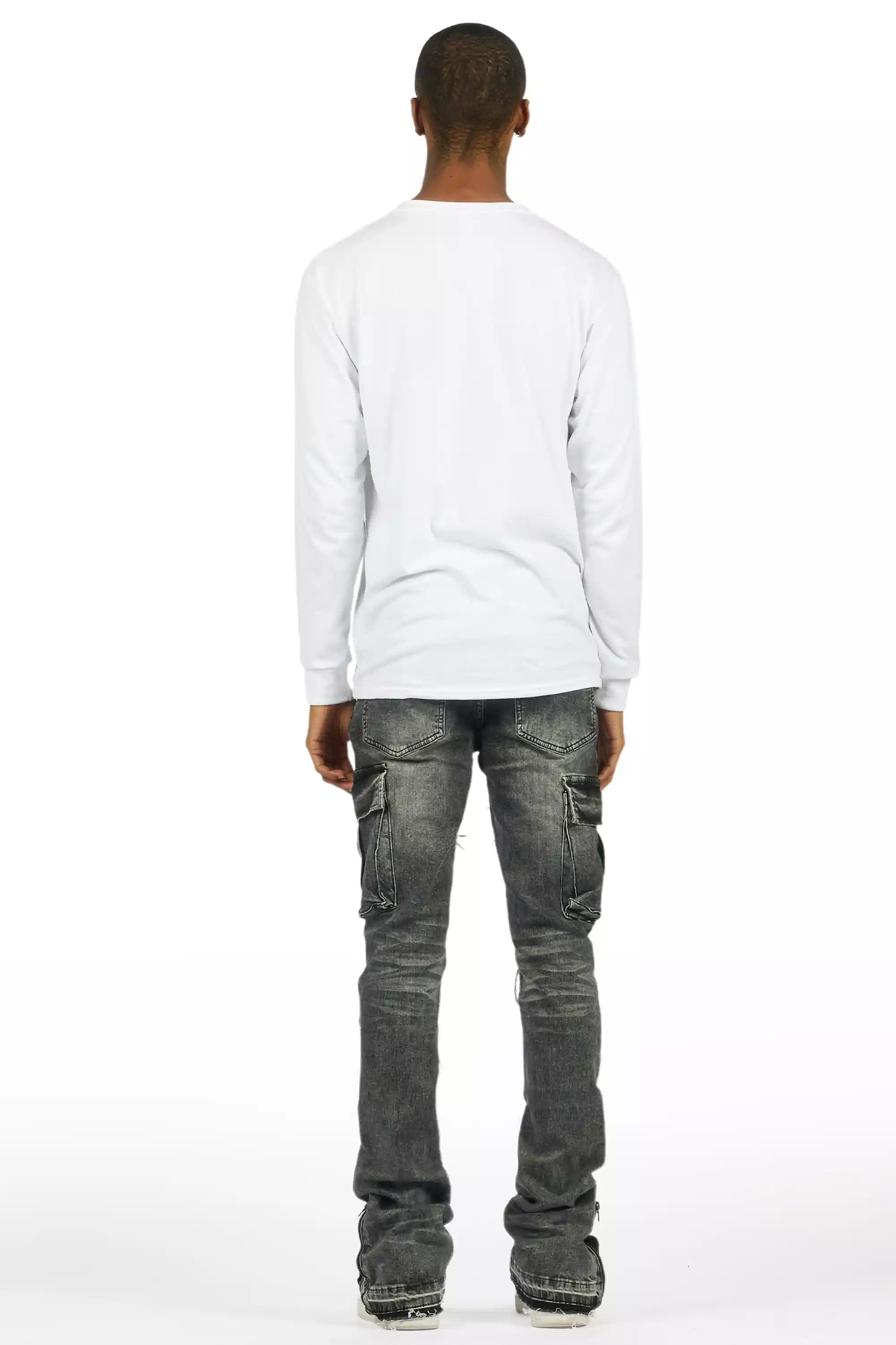 Aftermath Dark Grey Stacked Flare Jean - Image 5