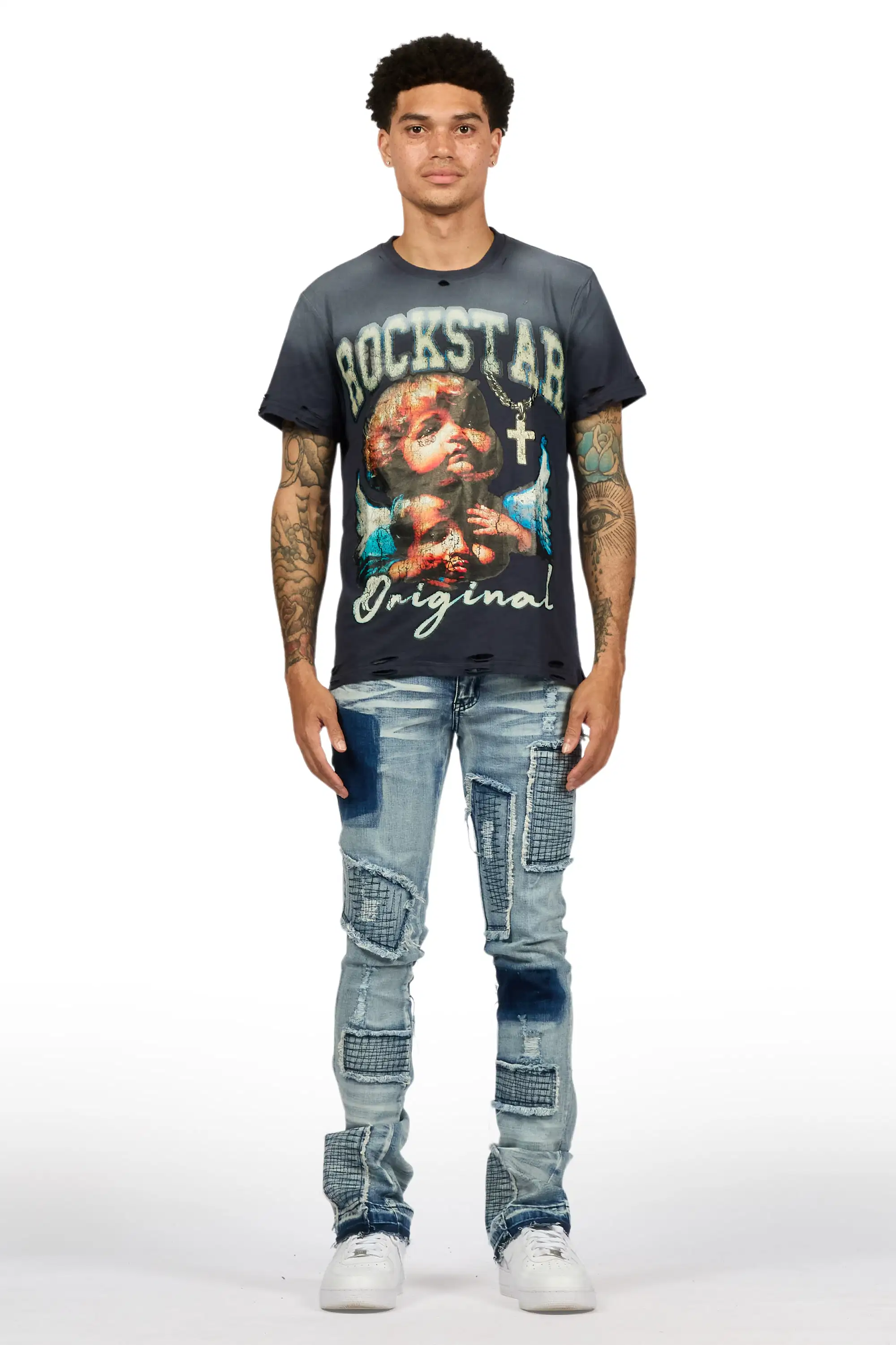 Raglord Light Blue Stacked Flare Jean - Image 3