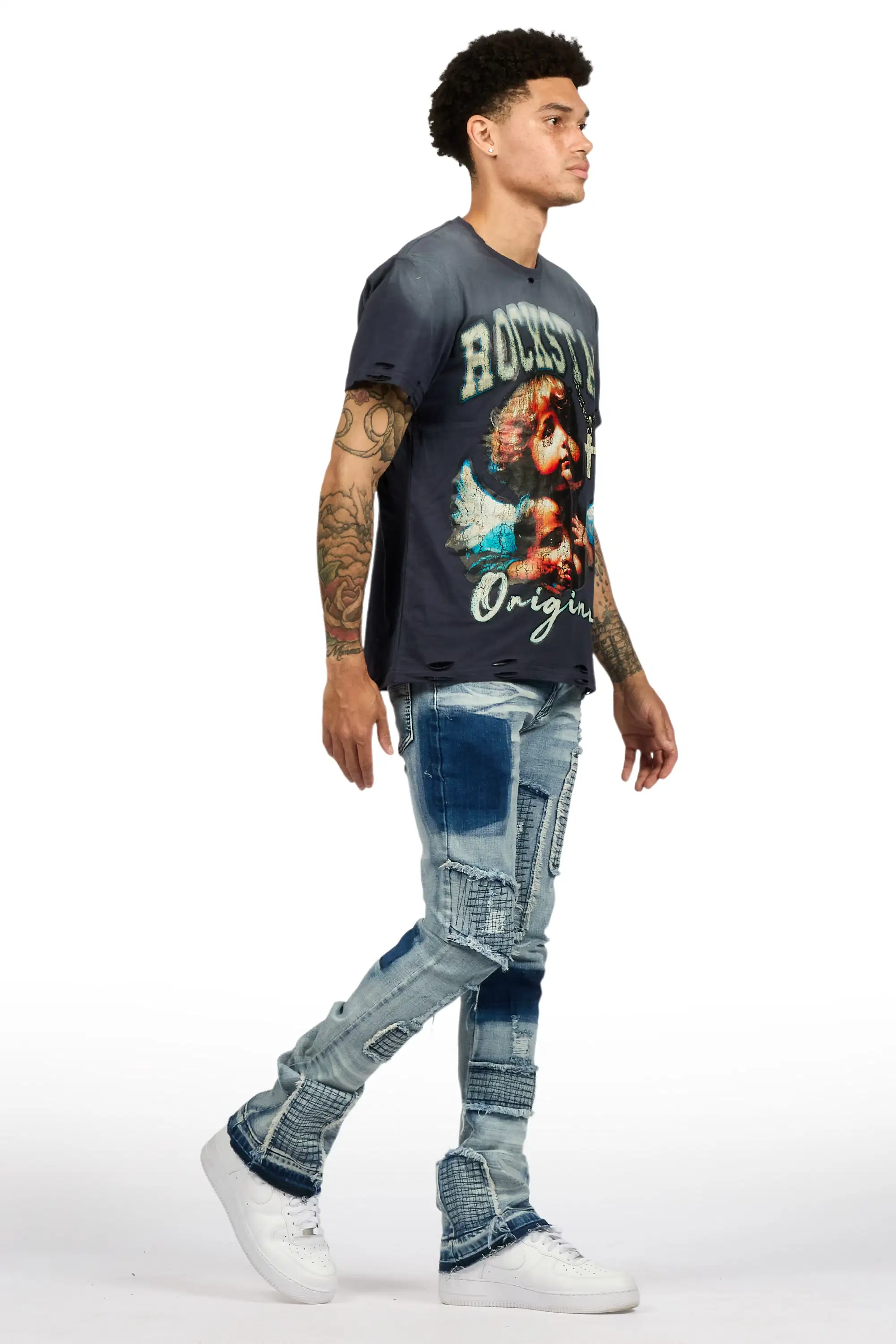 Raglord Light Blue Stacked Flare Jean - Image 4