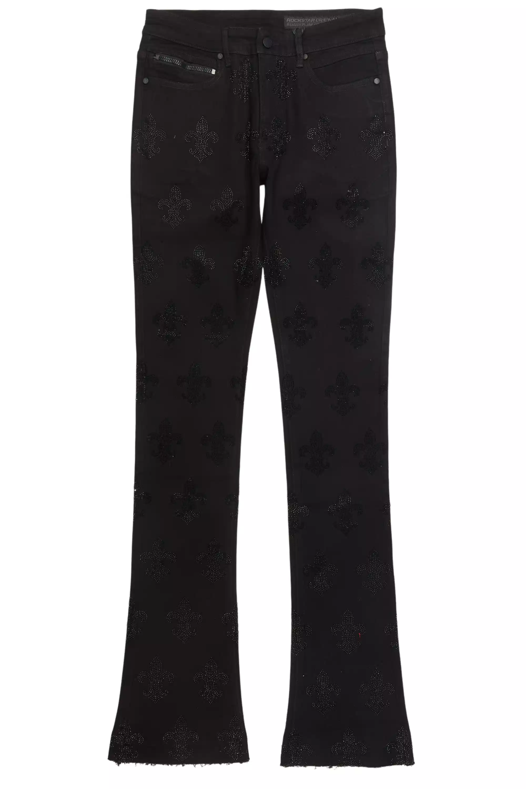 Shyne Black Rhinestone Stacked Flare Jean - Image 3