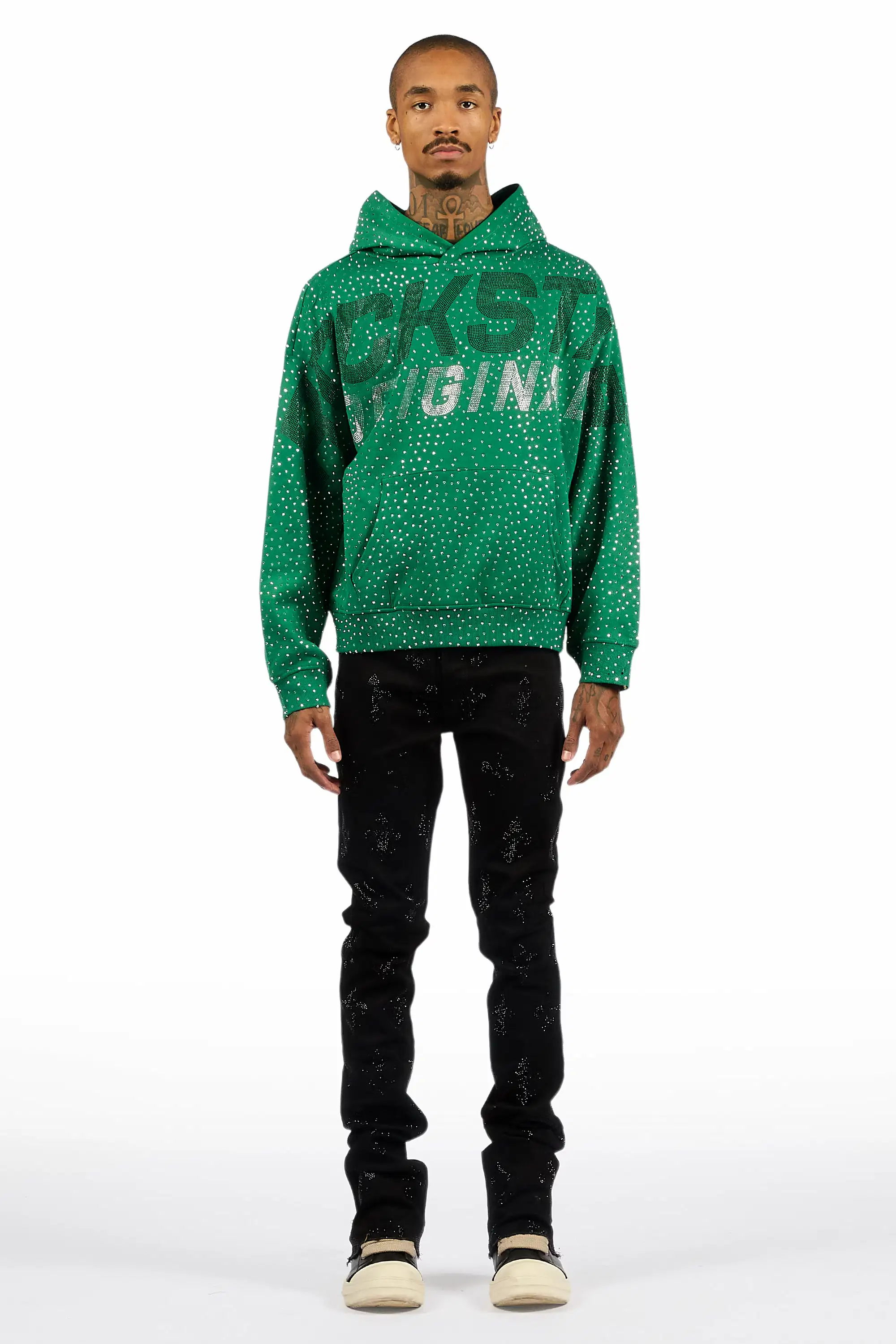 Shyne Black Rhinestone Stacked Flare Jean - Image 4