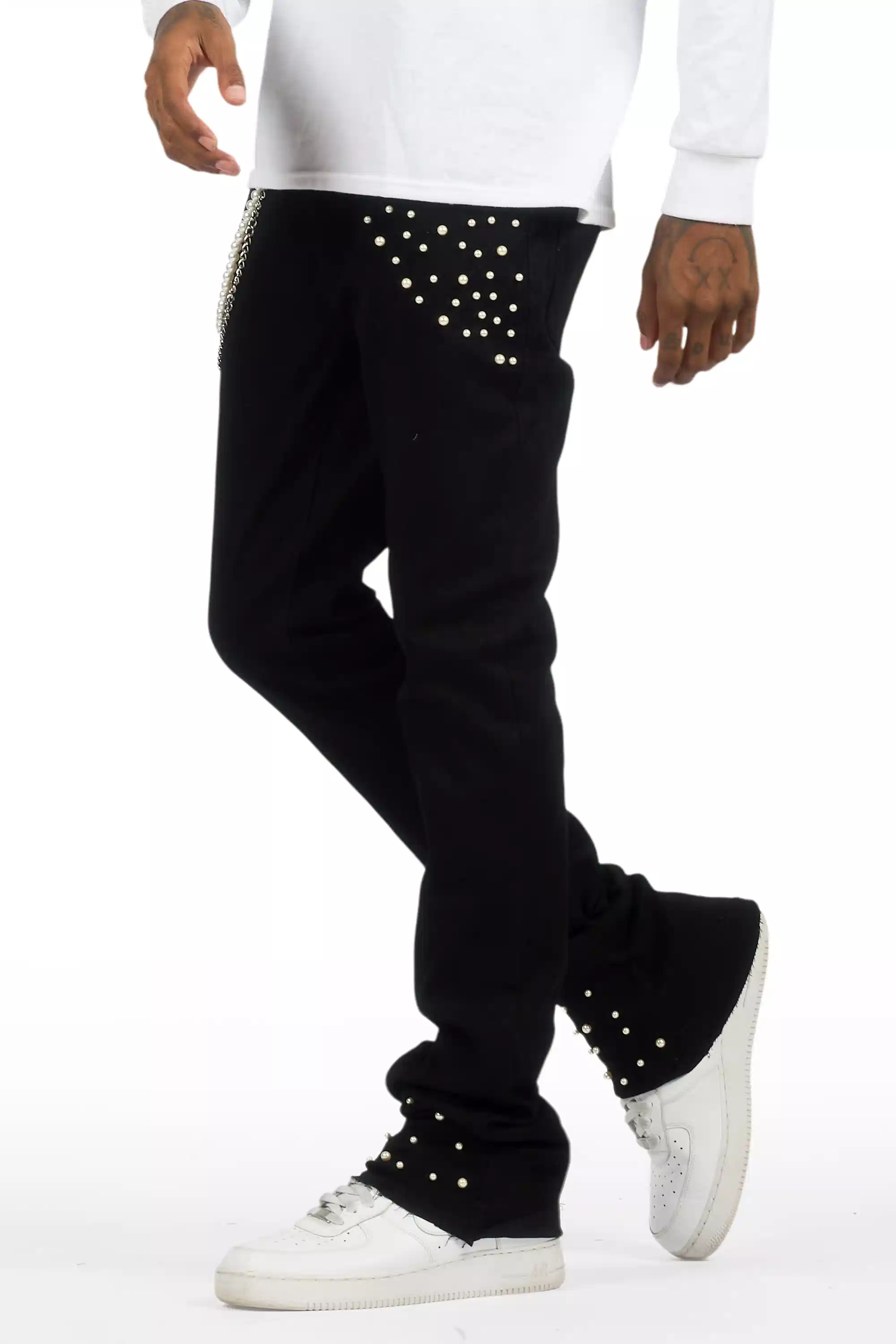 Zayvon Jet Black Stacked Flare Jean - Image 6