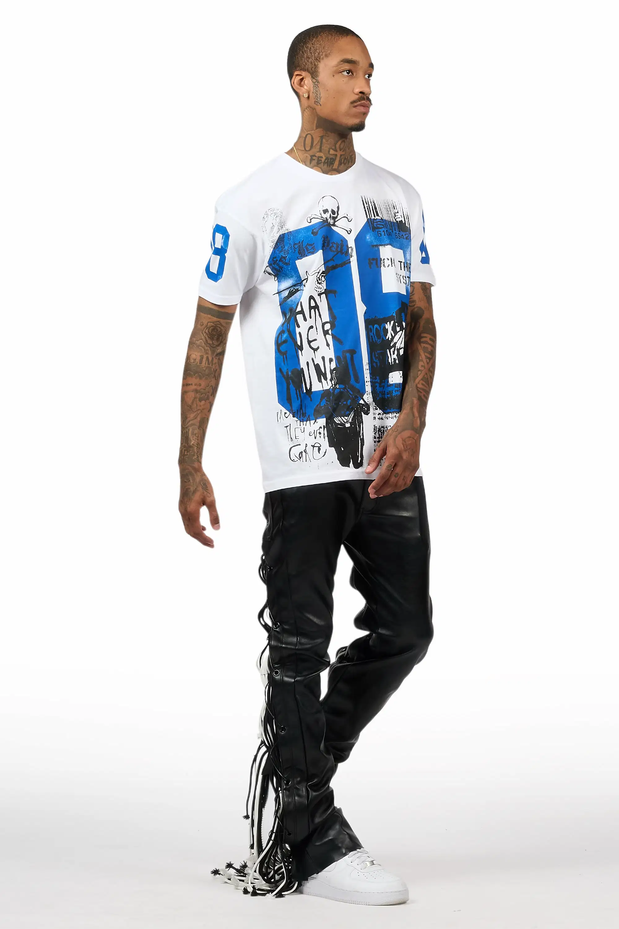 Otto Black Stacked Flare PU Pant - Image 8