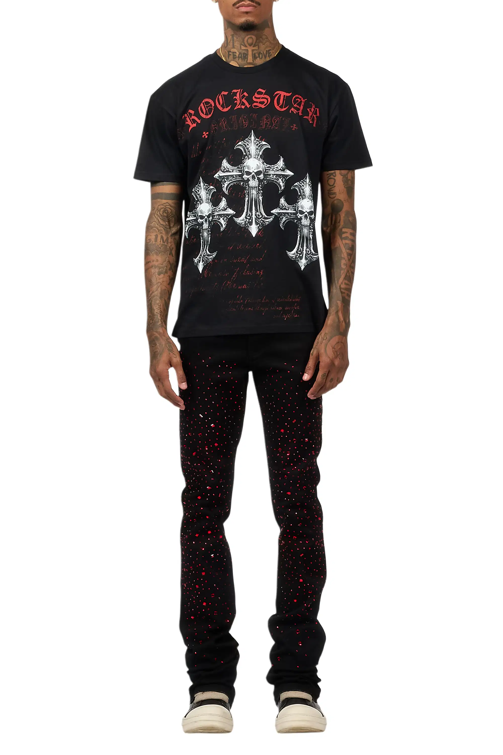 Twinkle Black Rhinestone Stacked Flare Jean - Image 10
