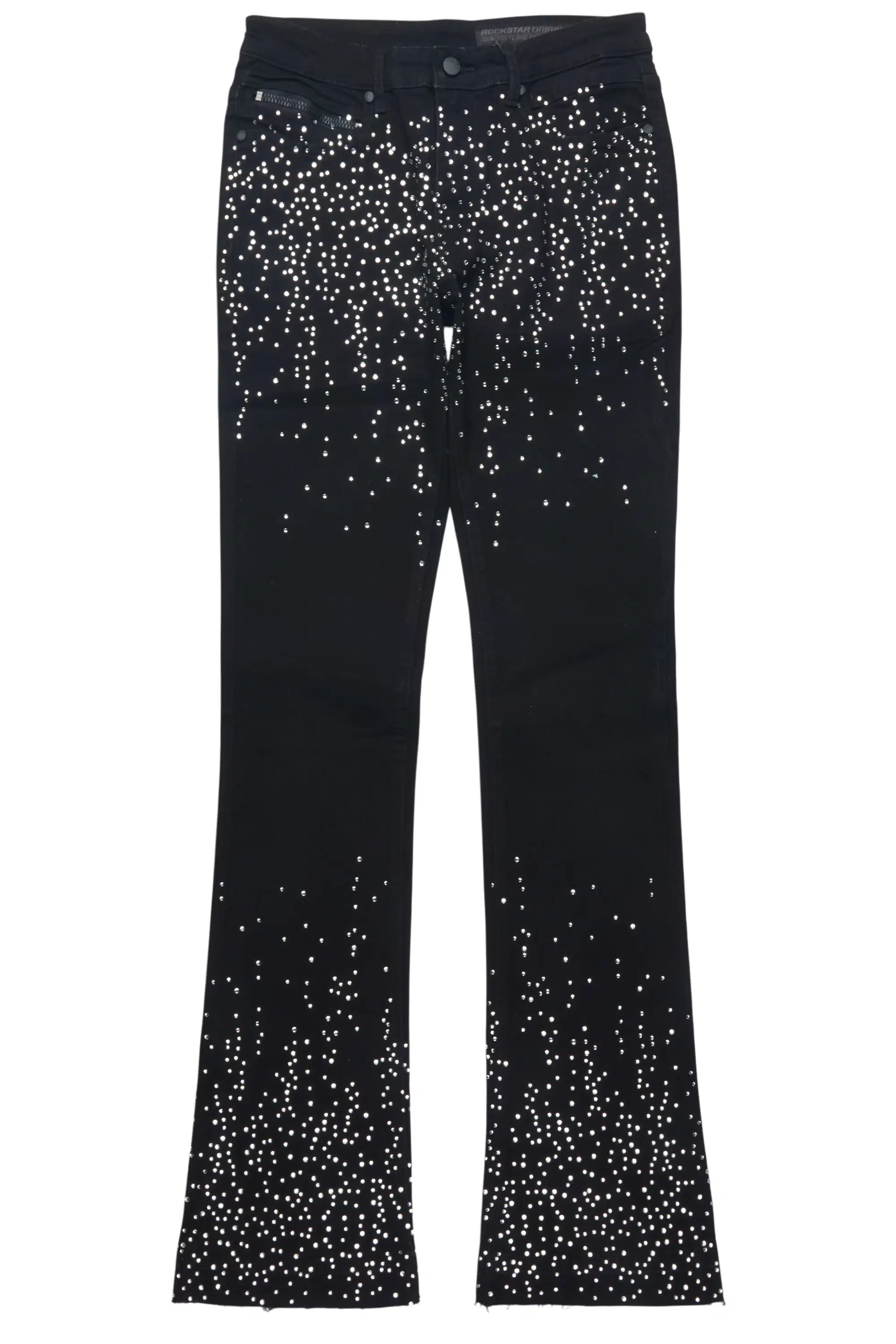 Maxton Black Rhinestone Stacked Flare Jean - Image 2