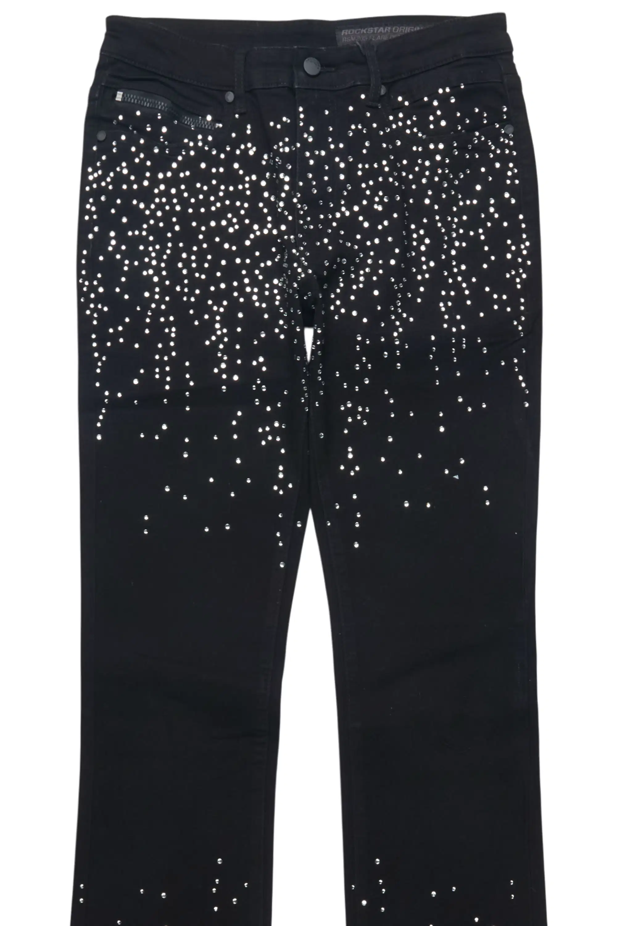 Maxton Black Rhinestone Stacked Flare Jean - Image 7
