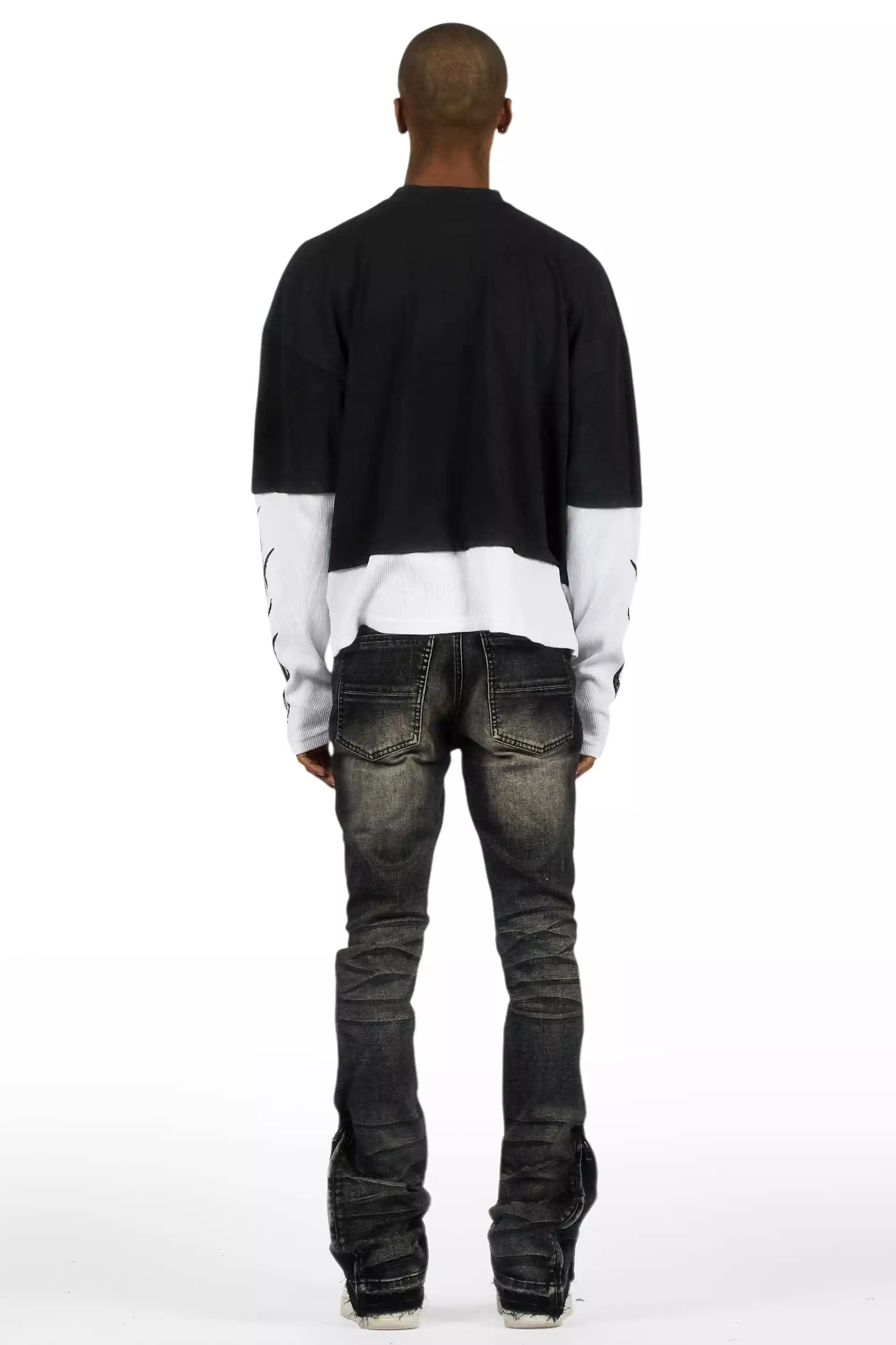 Jaymes Grey Stacked Flare Jean - Image 5